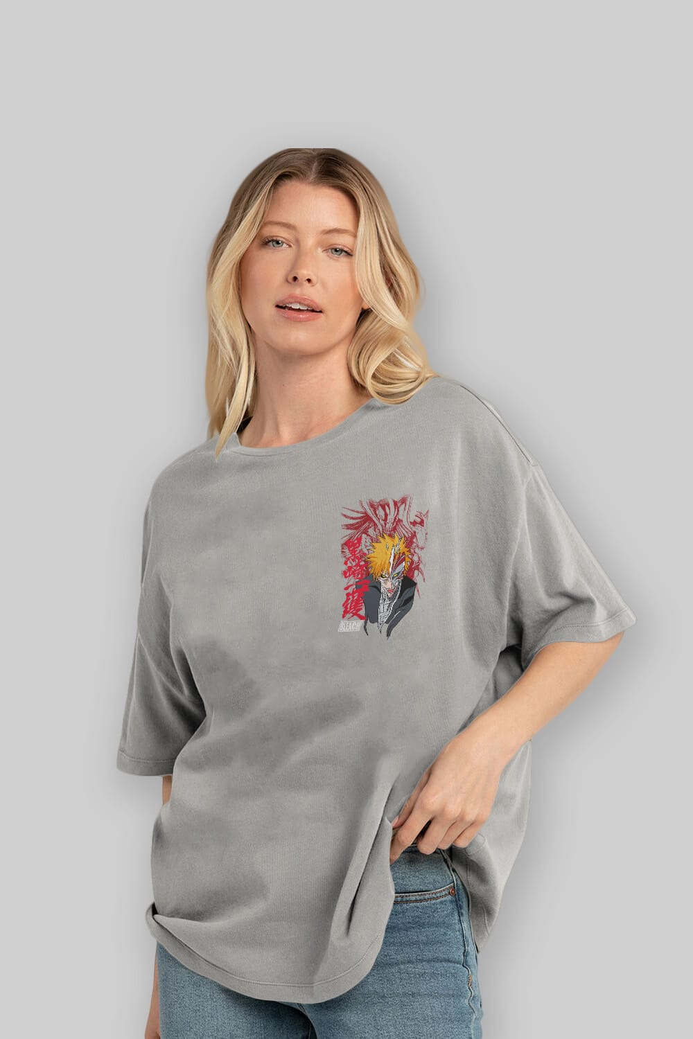 ICHIGO KUROSAKI VIZARD Ön Sol Baskılı Oversize t-shirt Erkek Kadın Unisex %100 Pamuk Bisiklet Yaka tişort