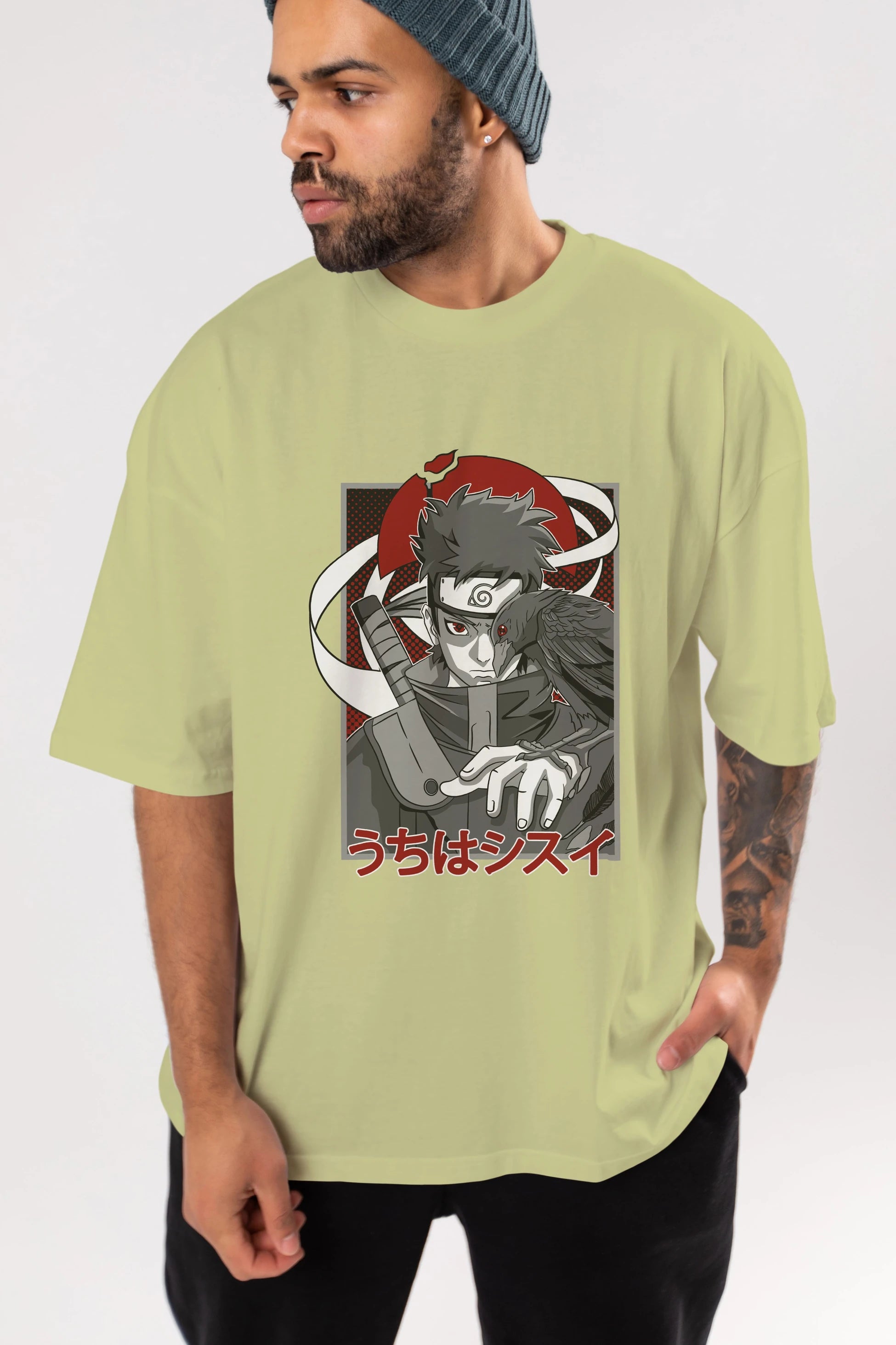 SHISUI UCHIHA NARUTO Anime Ön Baskılı Oversize t-shirt %100 pamuk Erkek Kadın Unisex