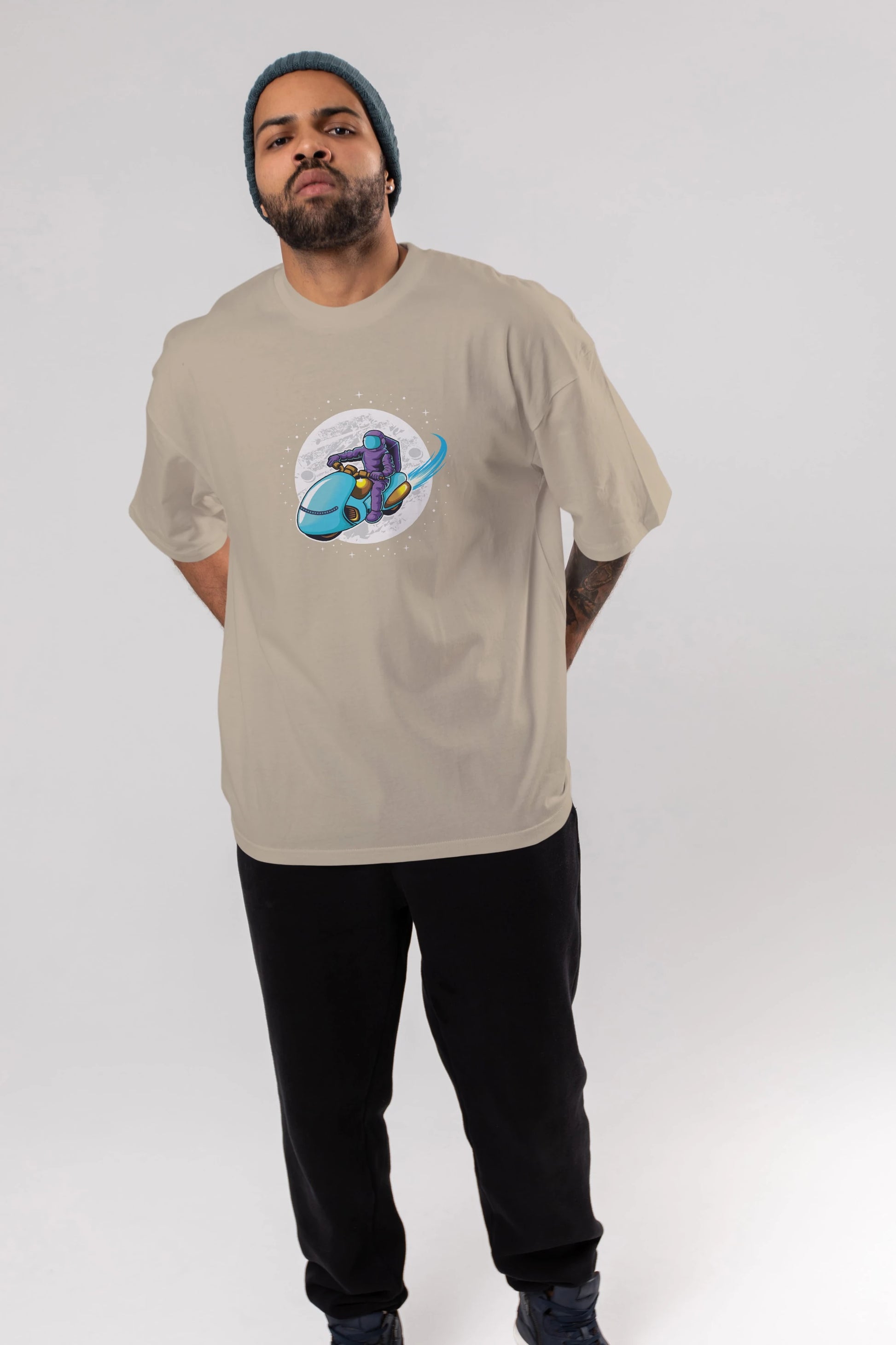 Astrorider in Space Ön Baskılı Oversize t-shirt Erkek Kadın Unisex