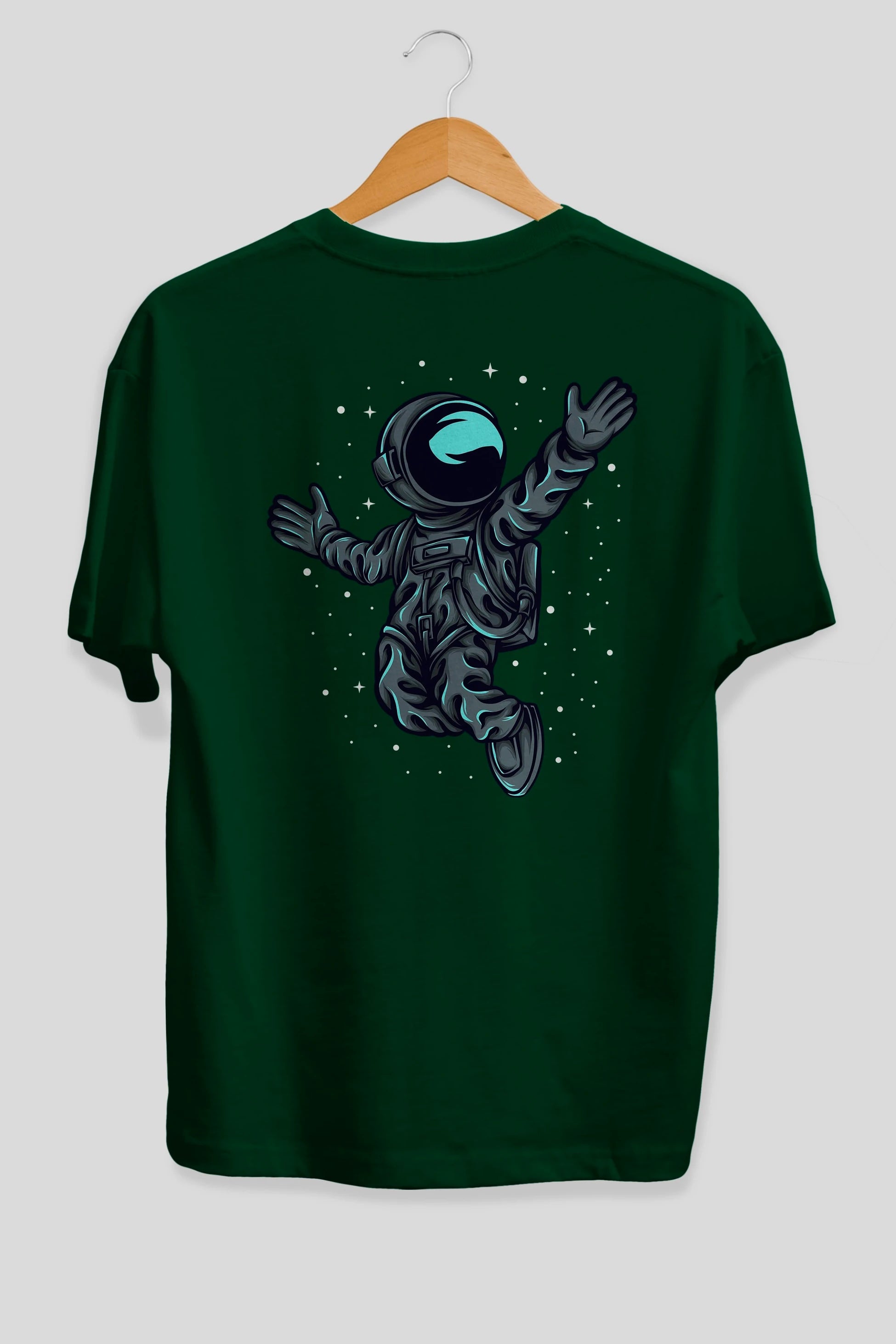 Happy Astronaut Arka Baskılı Oversize t-shirt Erkek Kadın Unisex