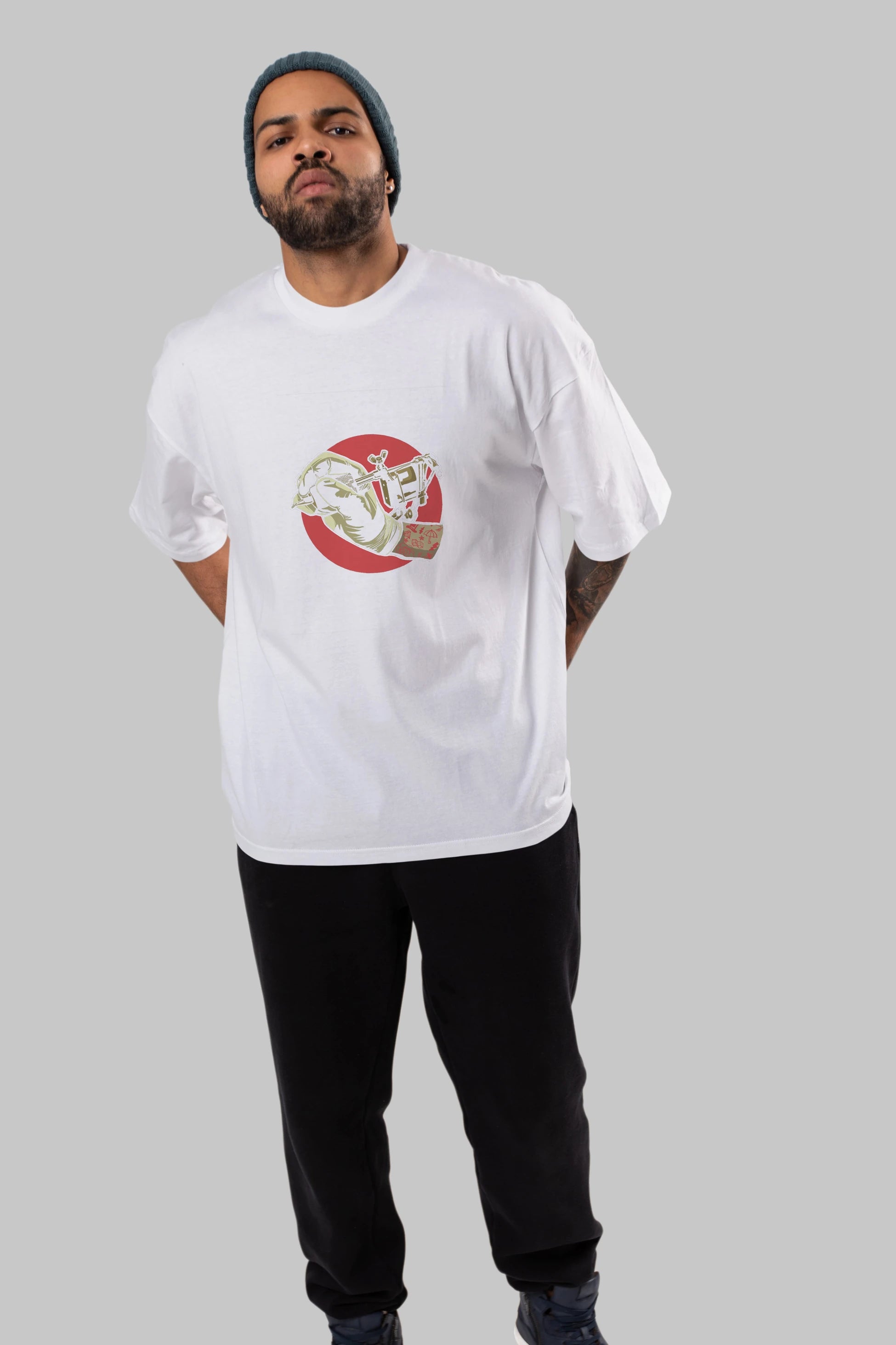 Tattoo Machine ] Ön Baskılı Oversize t-shirt Erkek Kadın Unisex %100 Pamuk tişort