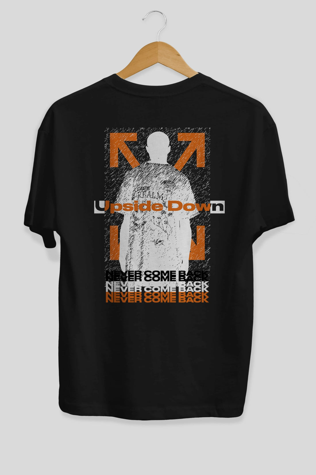 Upside Down Arka Baskılı Oversize t-shirt Erkek Kadın Unisex