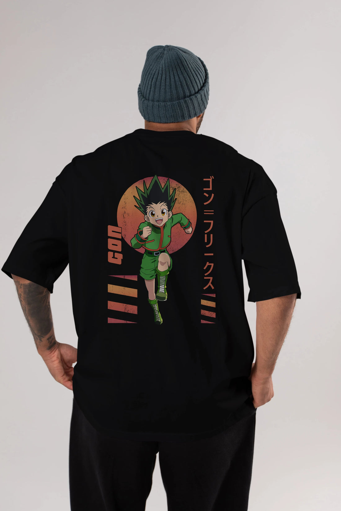 Gon Freecss HUNTER X HUNTER 2 Anime Arka Baskılı Oversize t-shirt Erkek Kadın Unisex