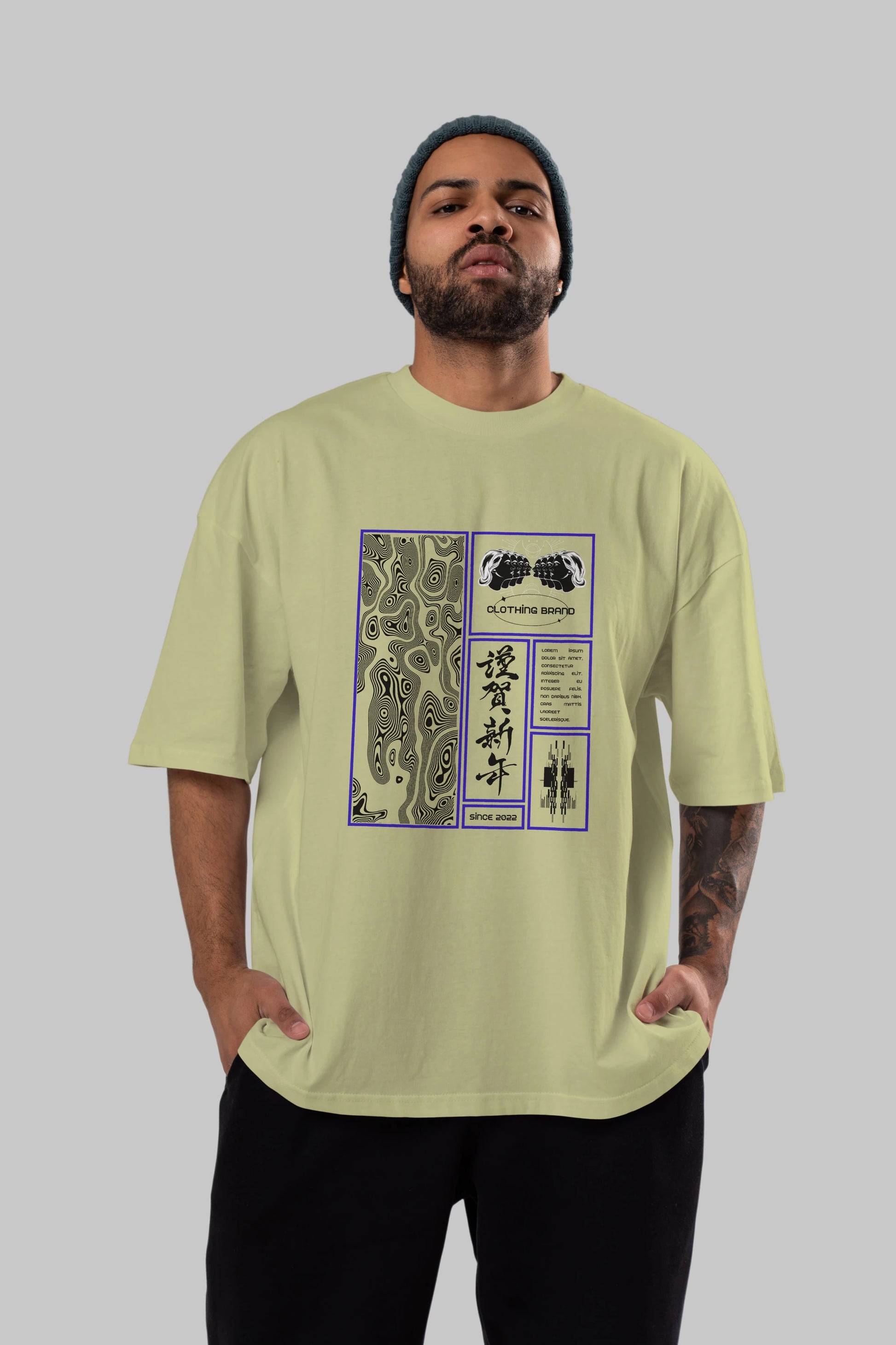 Neon Japanese Streetwear Ön Baskılı Oversize t-shirt Erkek Kadın Unisex