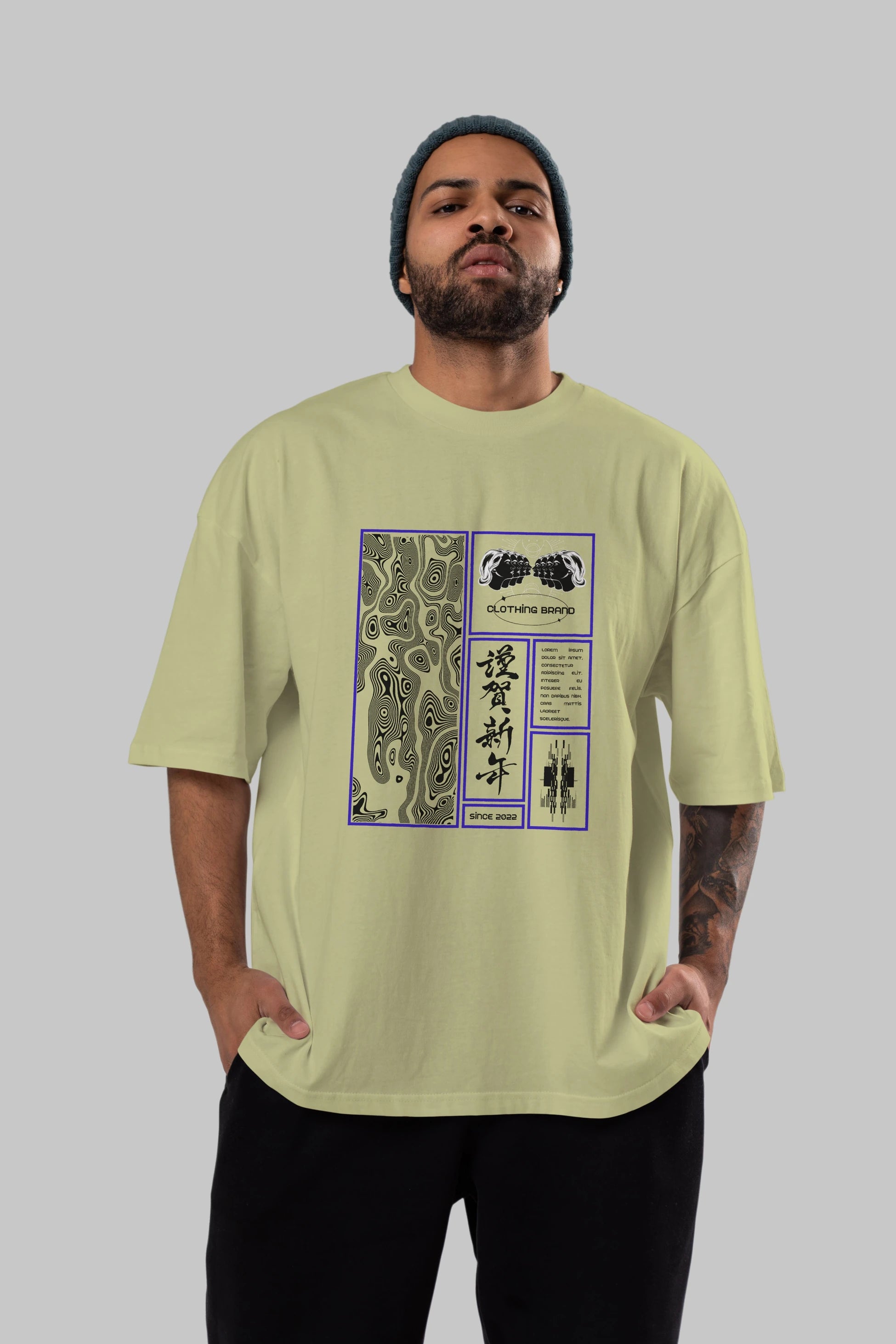Neon Japanese Streetwear Ön Baskılı Oversize t-shirt Erkek Kadın Unisex