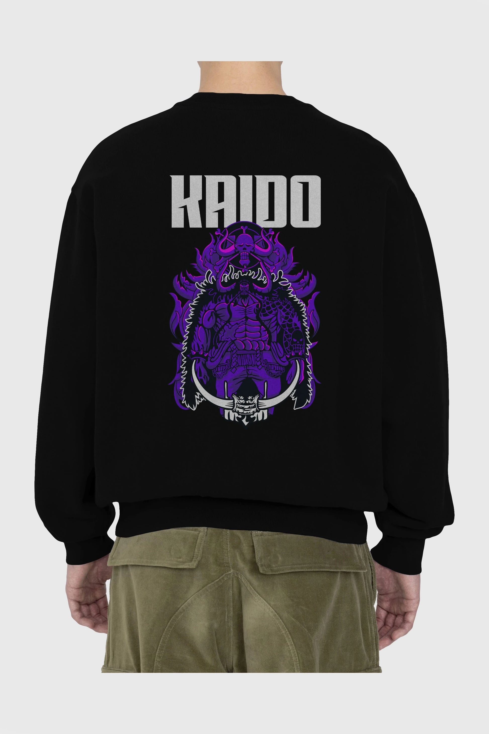 Kaido Arka Baskılı Anime Oversize Sweatshirt Erkek Kadın Unisex