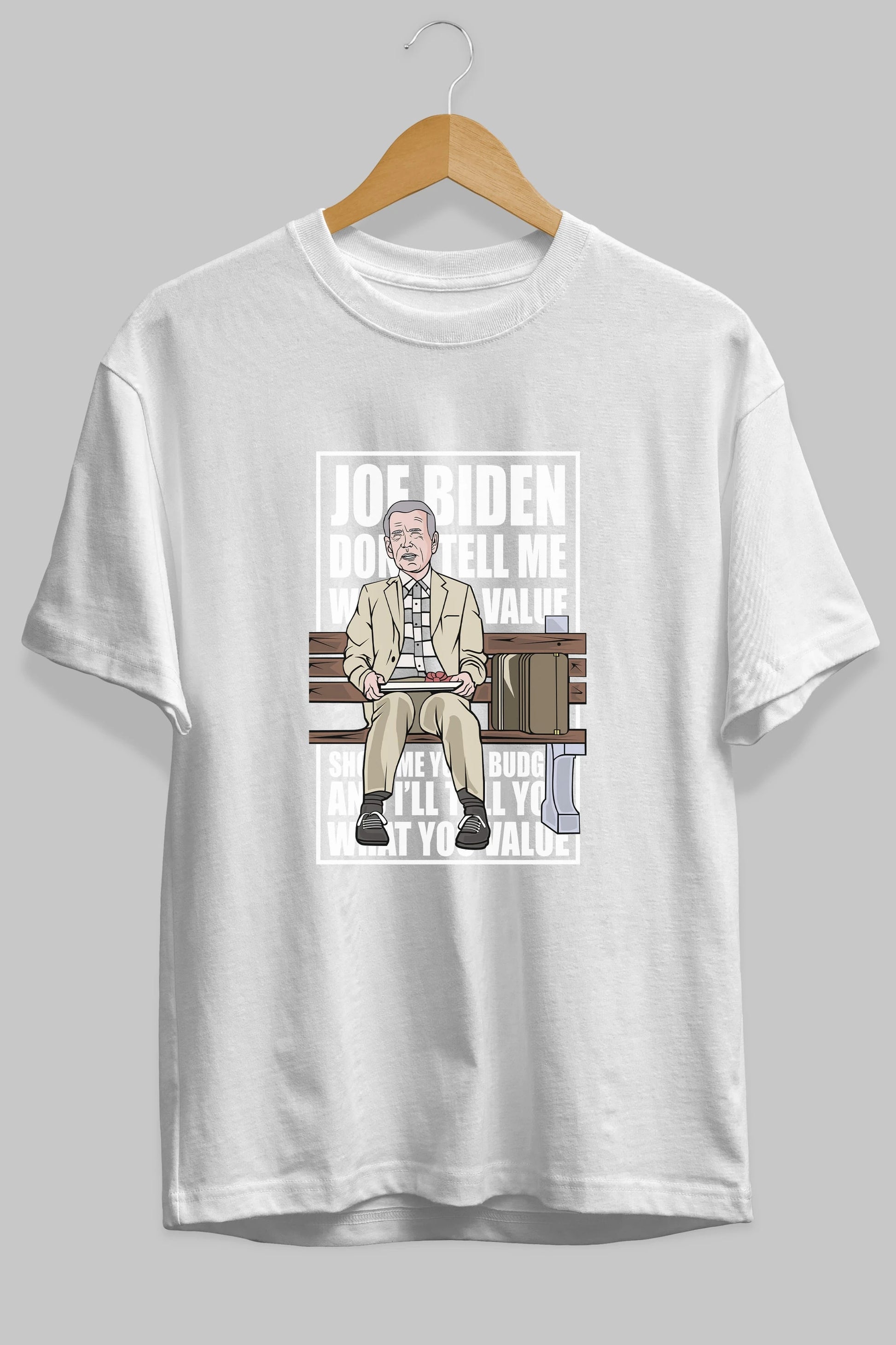 Joe Biden Forest Gump Ön Baskılı Oversize t-shirt Erkek Kadın Unisex %100 Pamuk tişort