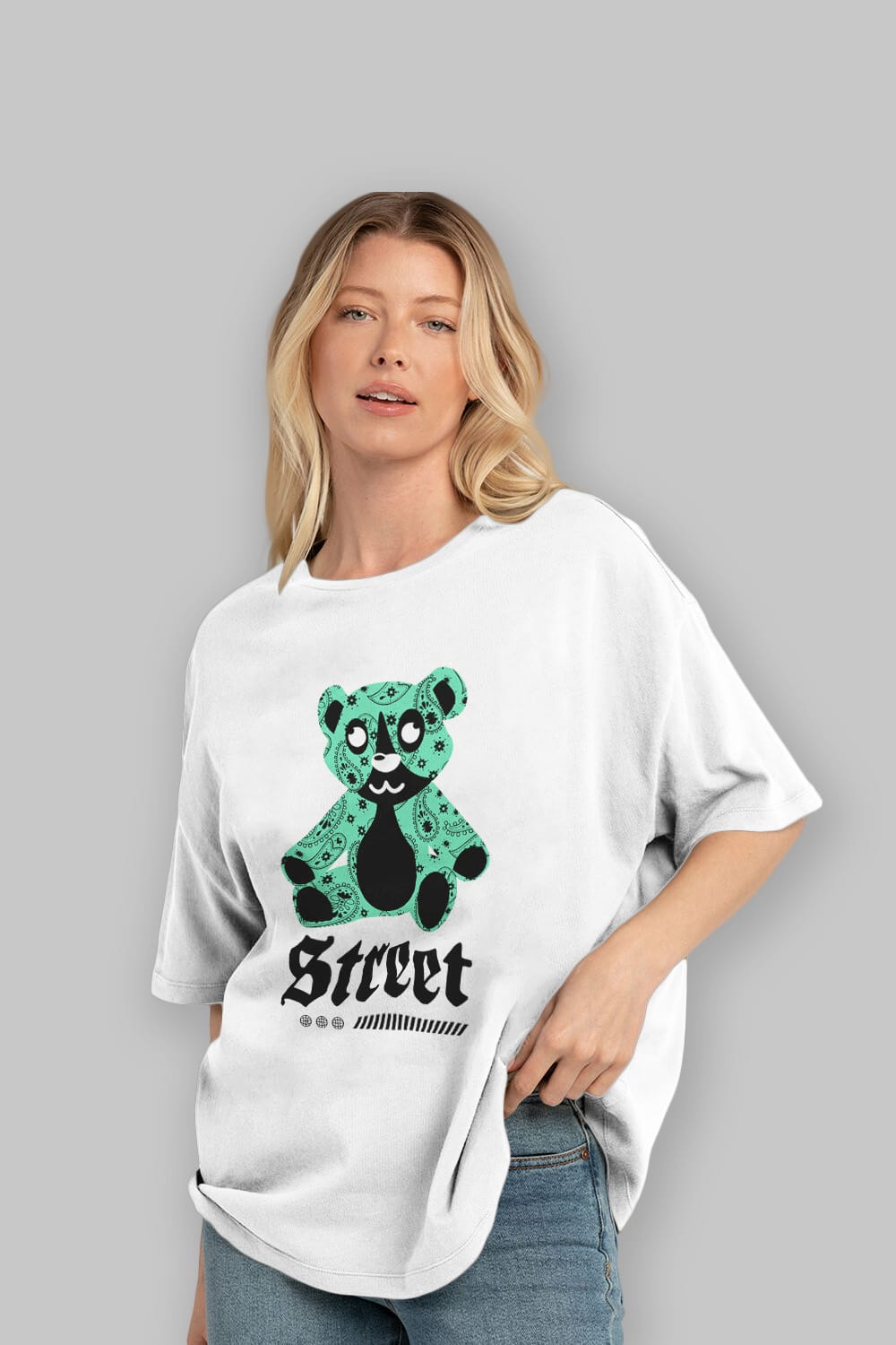 Street Bear Ön Baskılı Oversize t-shirt Erkek Kadın Unisex