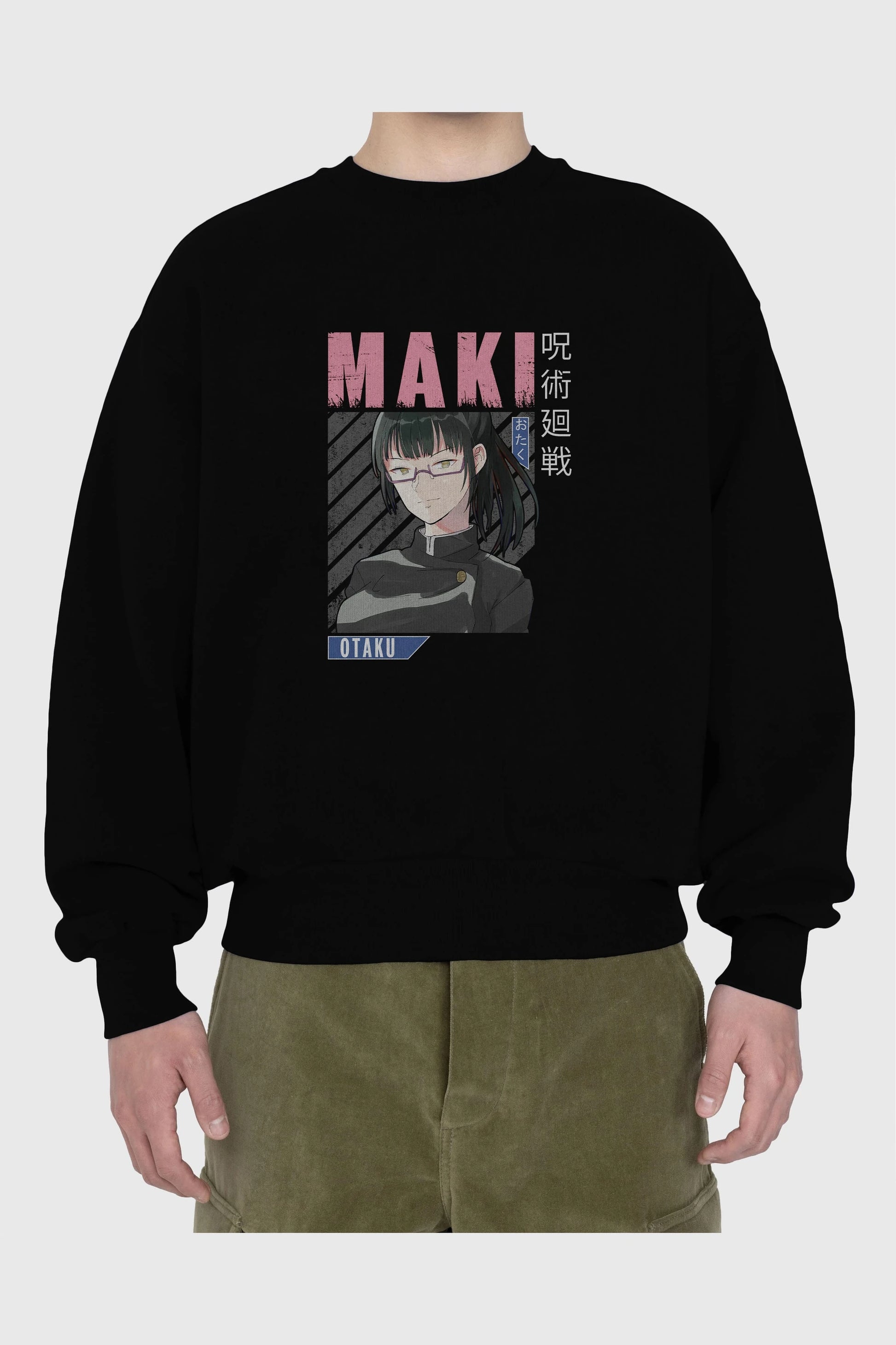 Maki Zenin CHAINSAWMAN 1 Anime Ön Baskılı Oversize Sweatshirt Erkek Kadın Unisex
