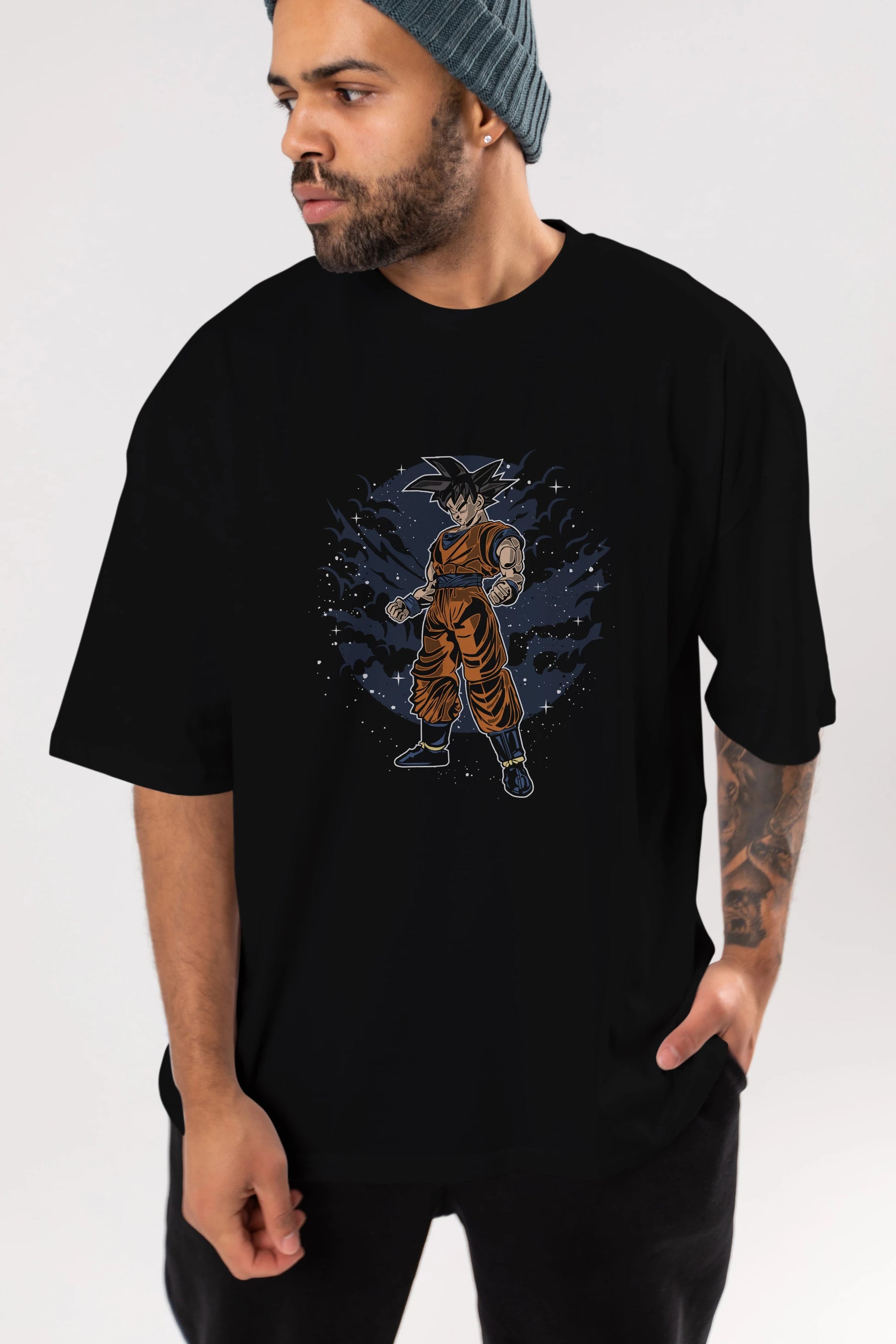 GOKU Ön Baskılı Oversize t-shirt Erkek Kadın Unisex %100 Pamuk tişort