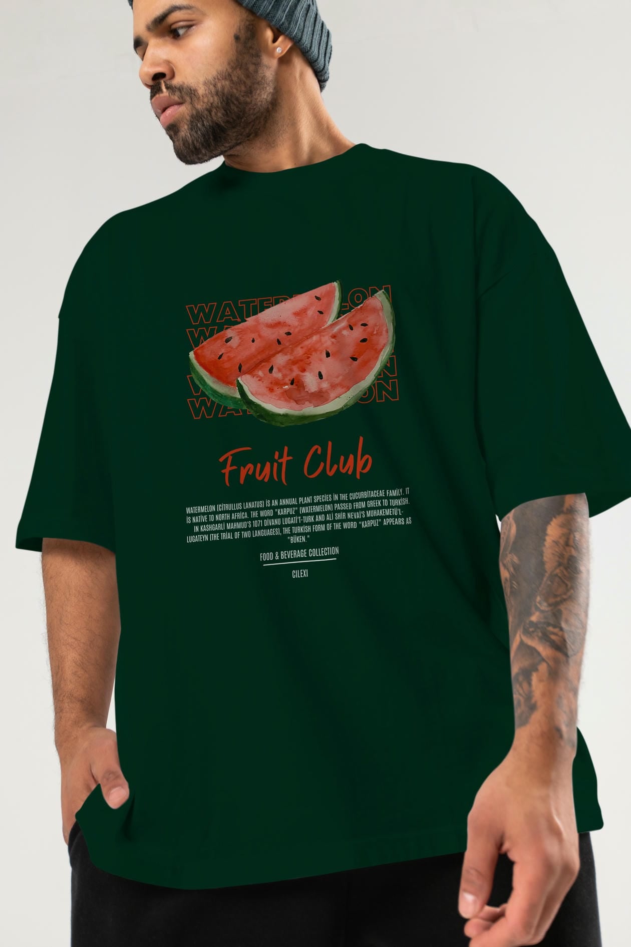 Watermelon Ön Baskılı Oversize t-shirt Erkek Kadın Pamuk Bisiklet Yaka tişort