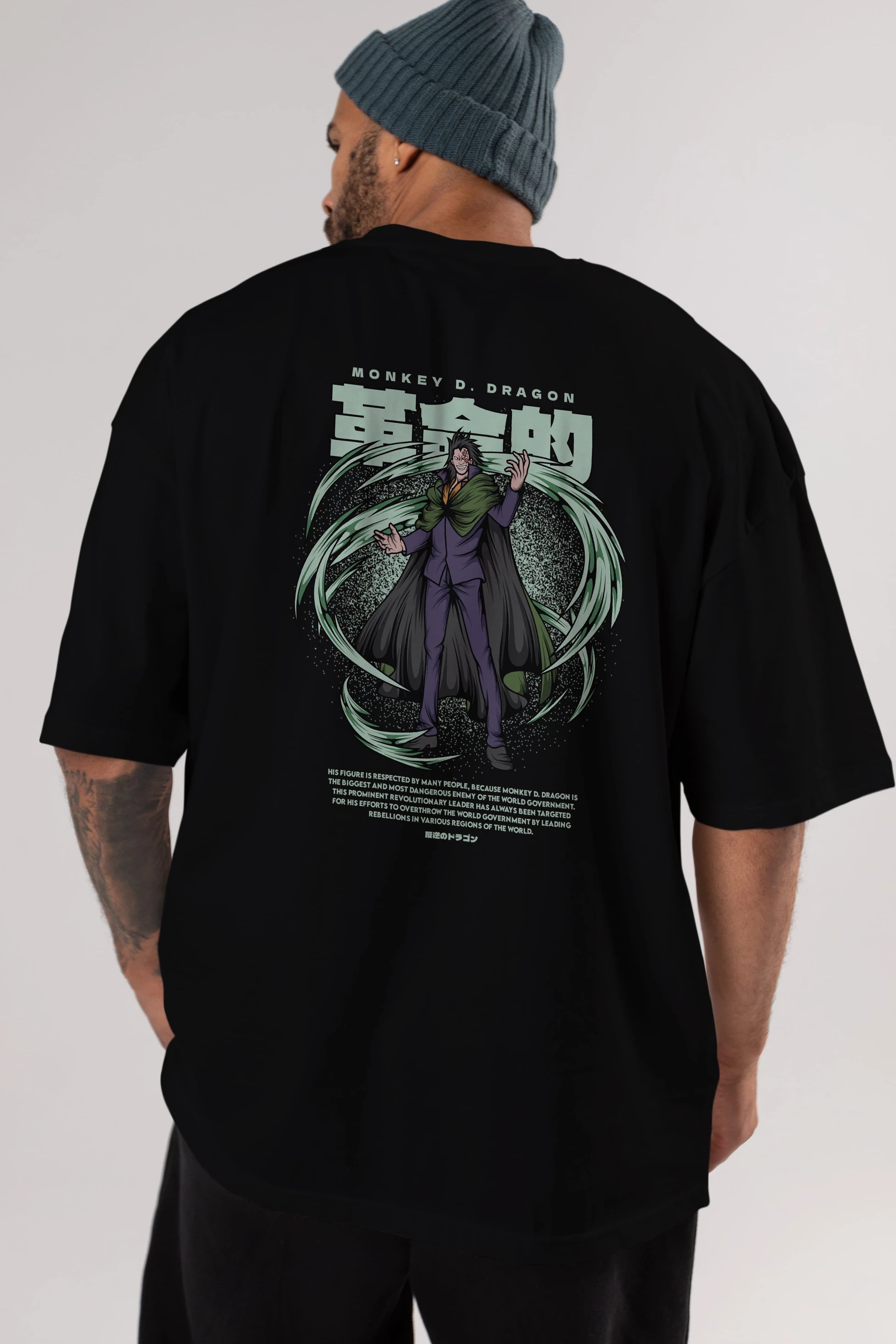 Monkey D. Dragon Anime Arka Baskılı Oversize t-shirt Erkek Kadın Unisex