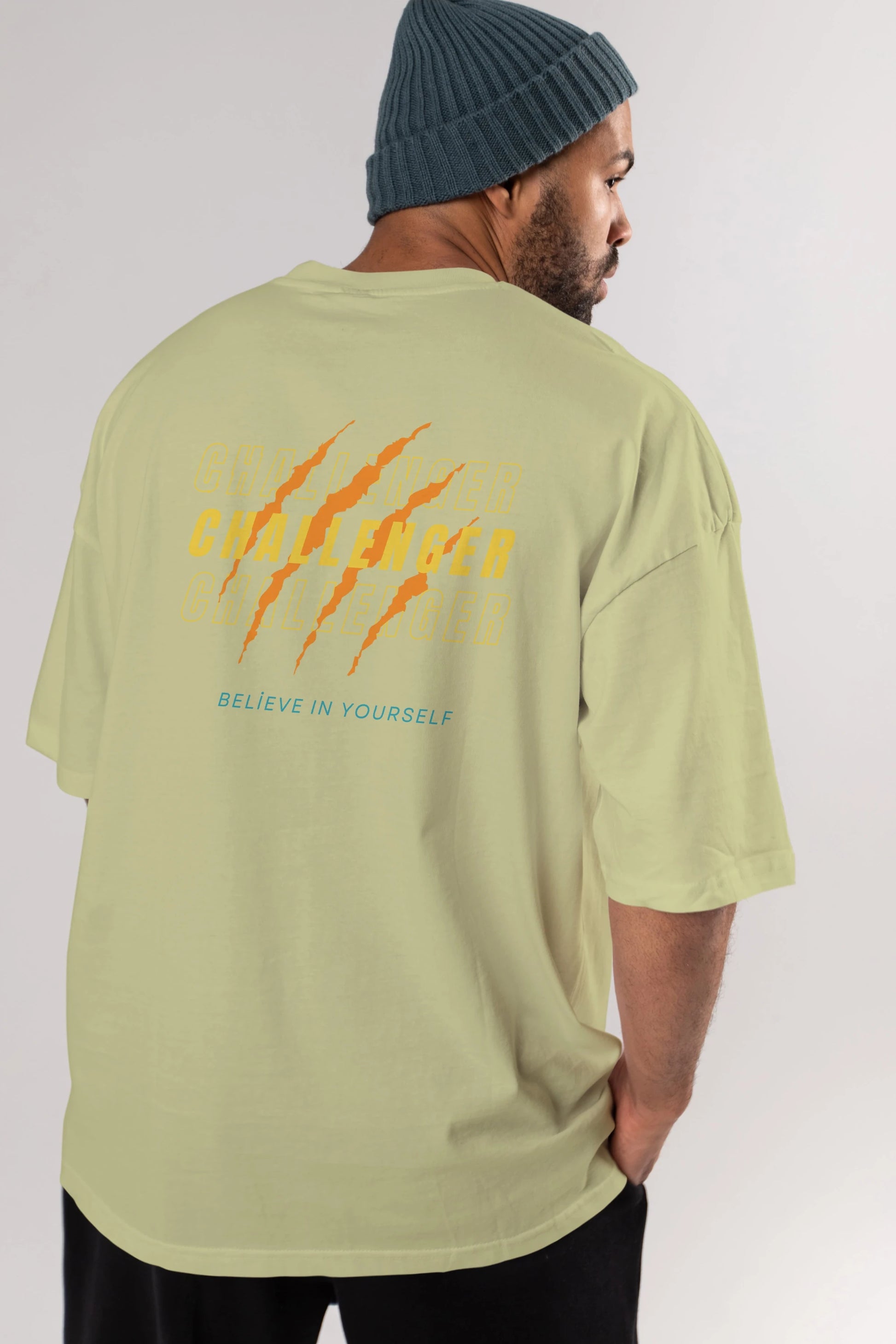 Challenger Yazılı Arka Baskılı Oversize t-shirt Erkek Kadın Unisex