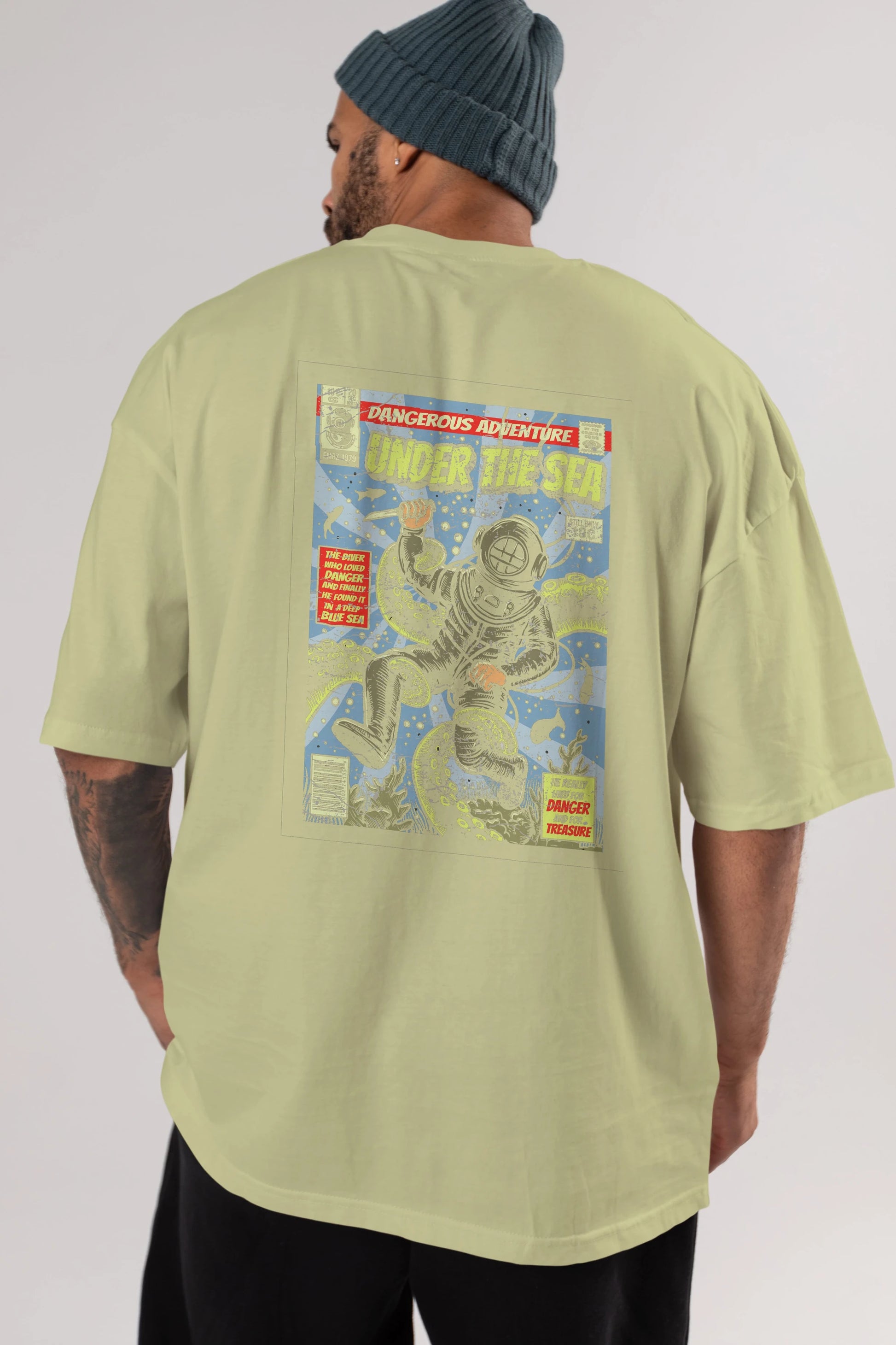 Under The Sea Arka Baskılı Oversize t-shirt Erkek Kadın Unisex %100 Pamuk
