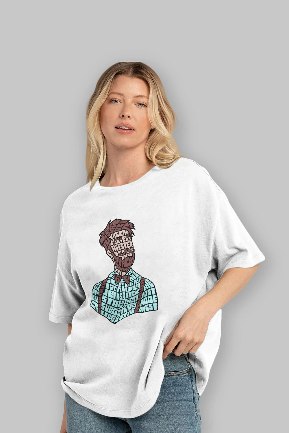 Hipster (2) Ön Baskılı Oversize t-shirt %100 pamuk Erkek Kadın Unisex
