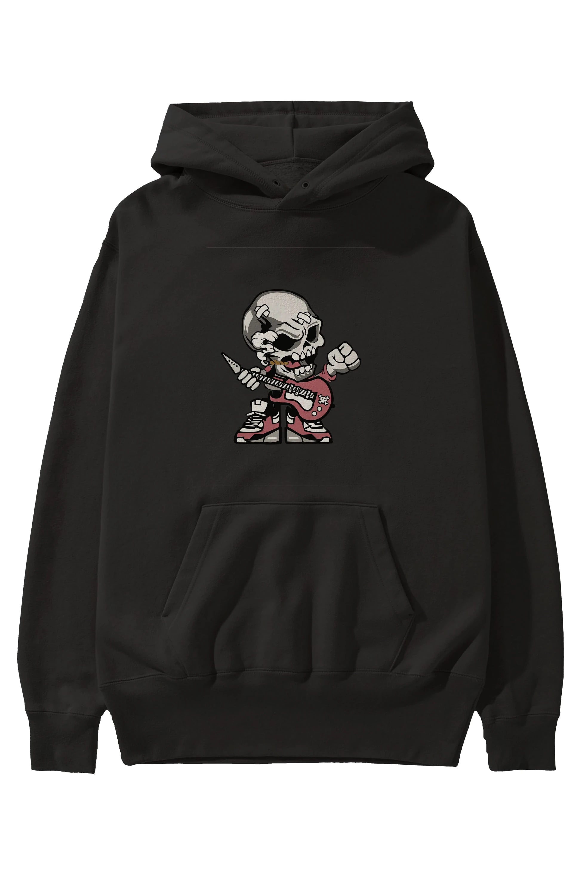Skull Rockstar Ön Baskılı Hoodie Oversize Kapüşonlu Sweatshirt Erkek Kadın Unisex