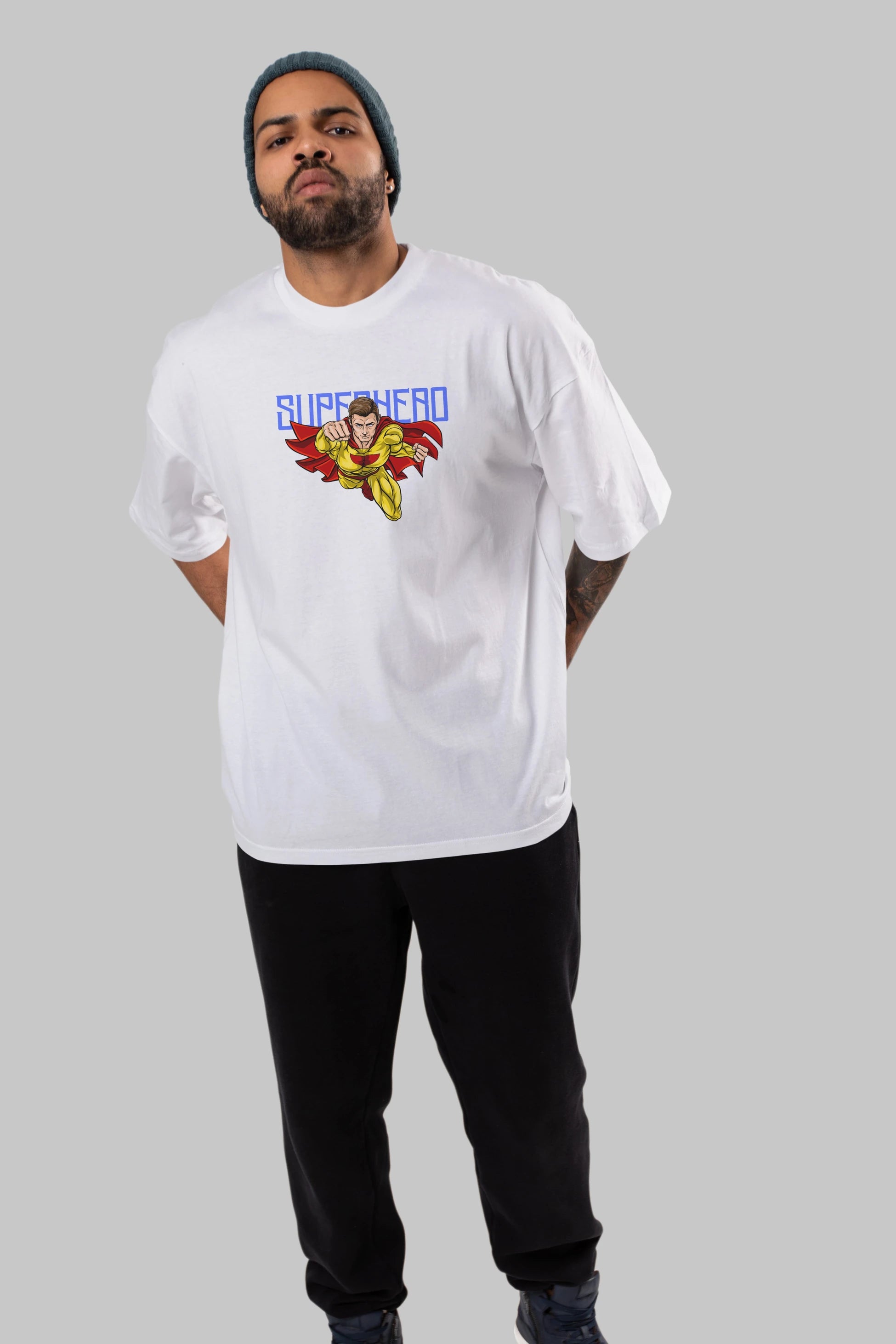 Super Hero Ön Baskılı Oversize t-shirt Erkek Kadın Unisex