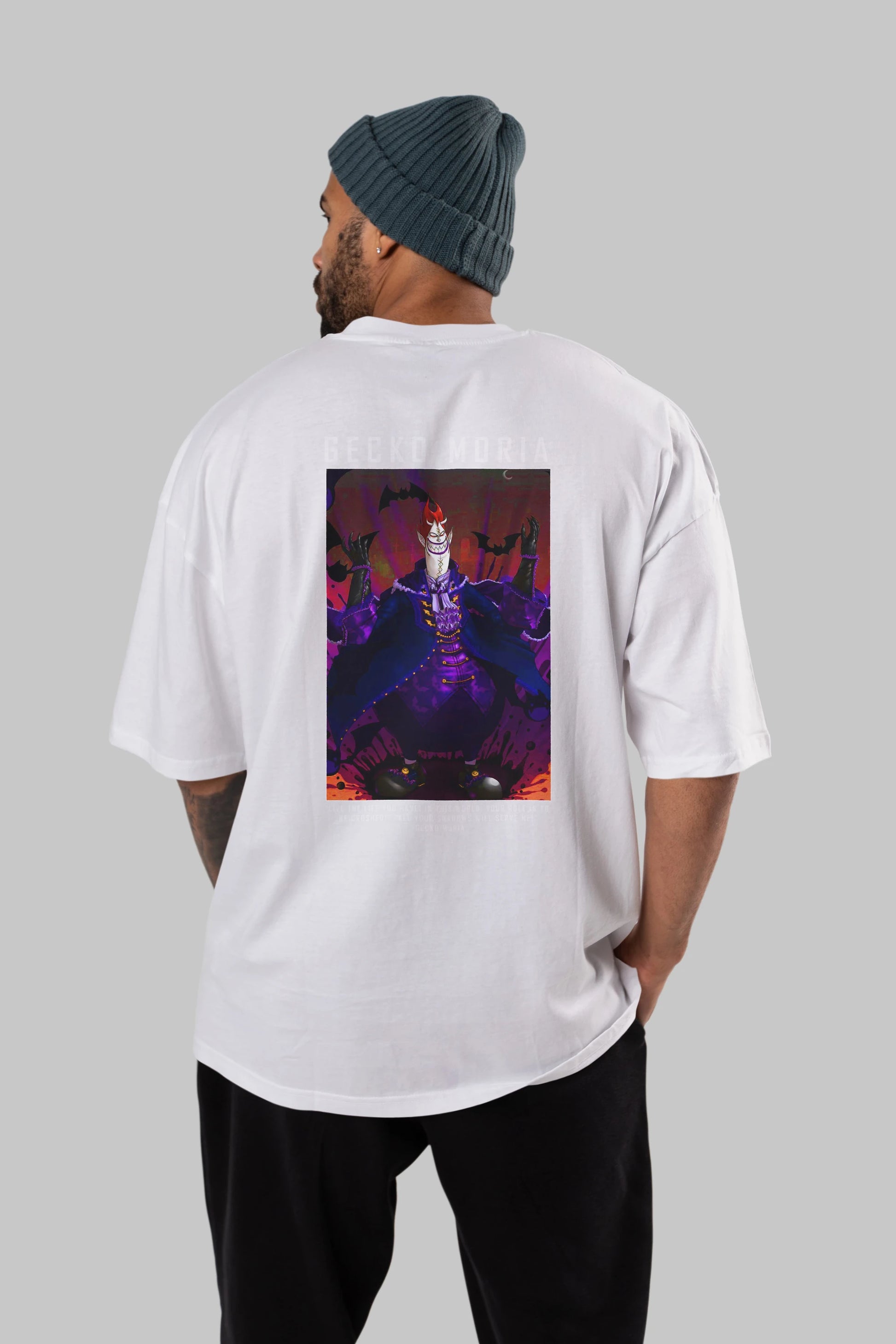 Gecko Moria Anime Arka Baskılı Oversize t-shirt Erkek Kadın Unisex %100 pamuk tişort
