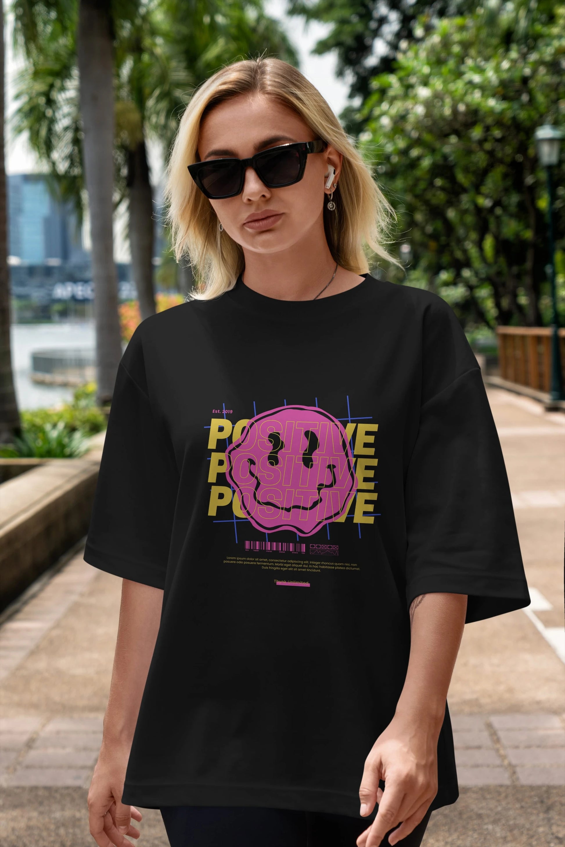 Positive 2 Ön Baskılı Oversize t-shirt Erkek Kadın Unisex