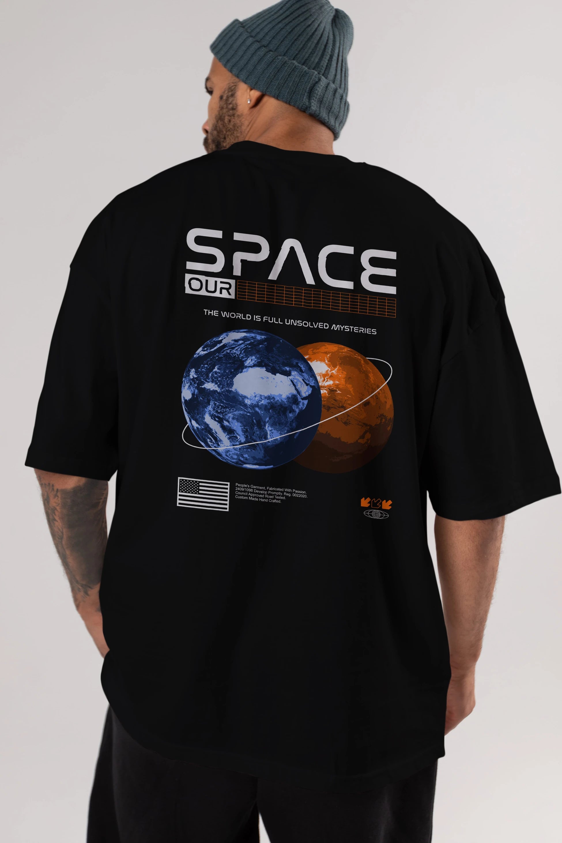 Space Our Arka Baskılı Oversize t-shirt Erkek Kadın Unisex