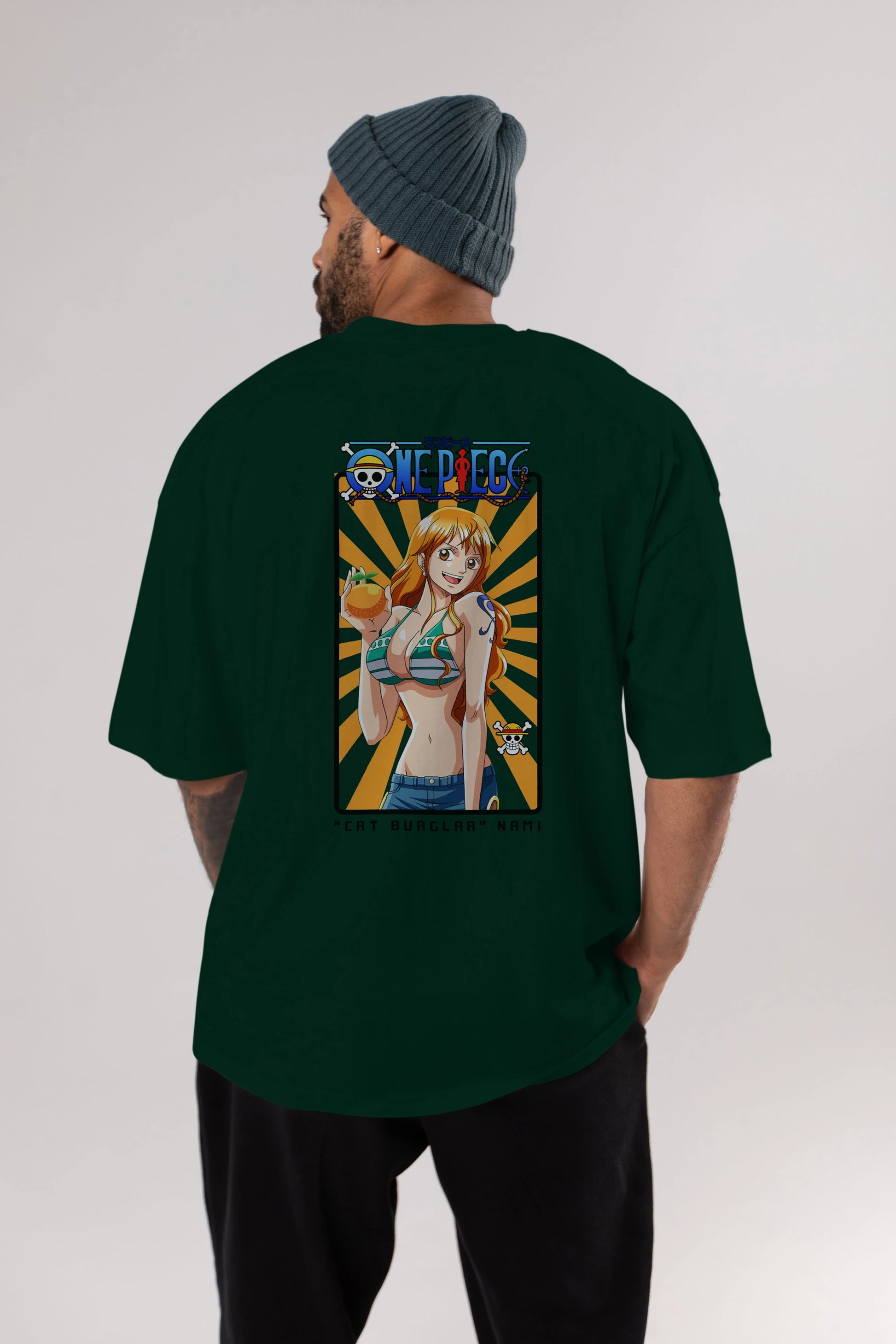 Nami Anime Arka Baskılı Oversize t-shirt Erkek Kadın Unisex %100 pamuk tişort