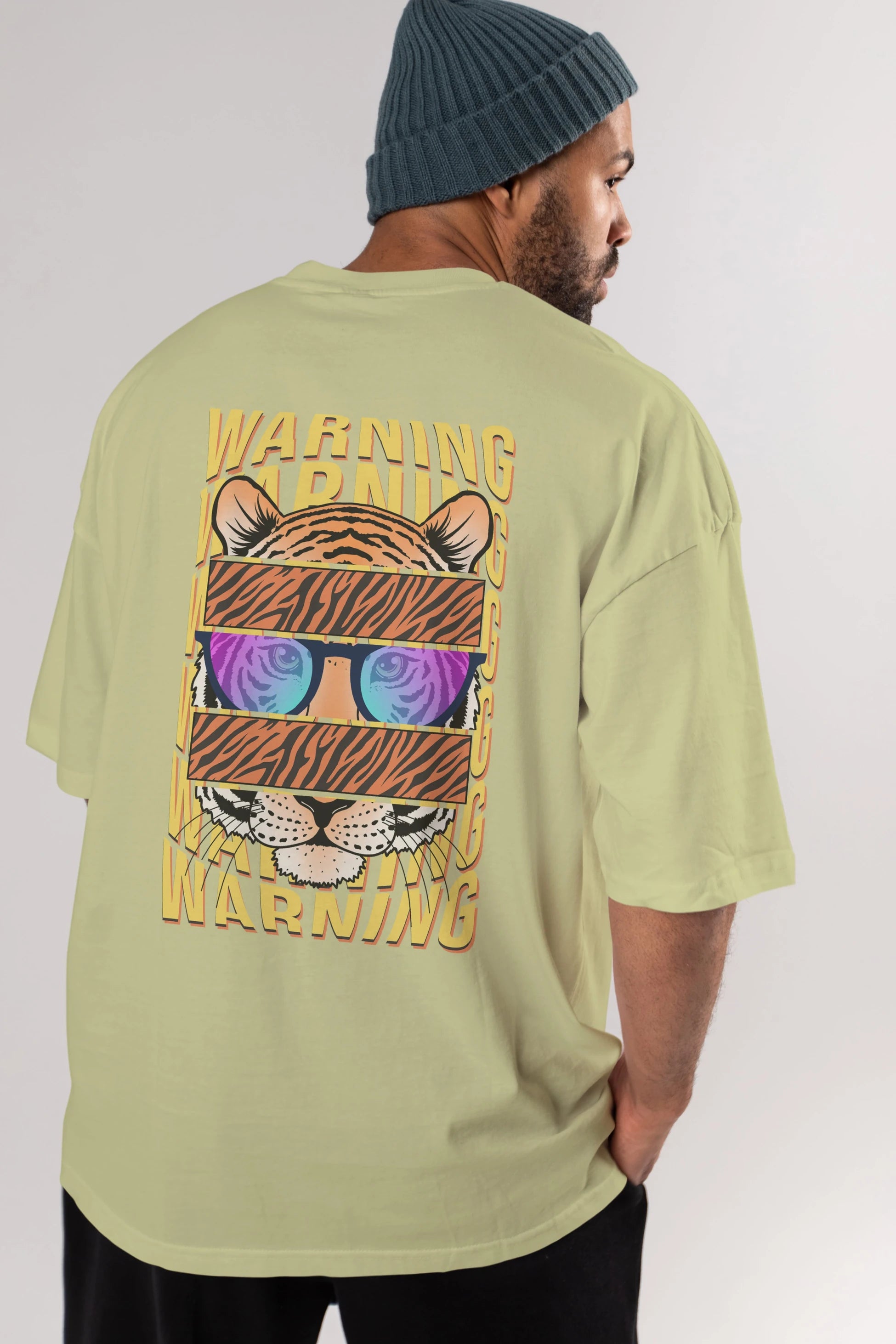 Warning Yazılı Arka Baskılı Oversize t-shirt Erkek Kadın Unisex