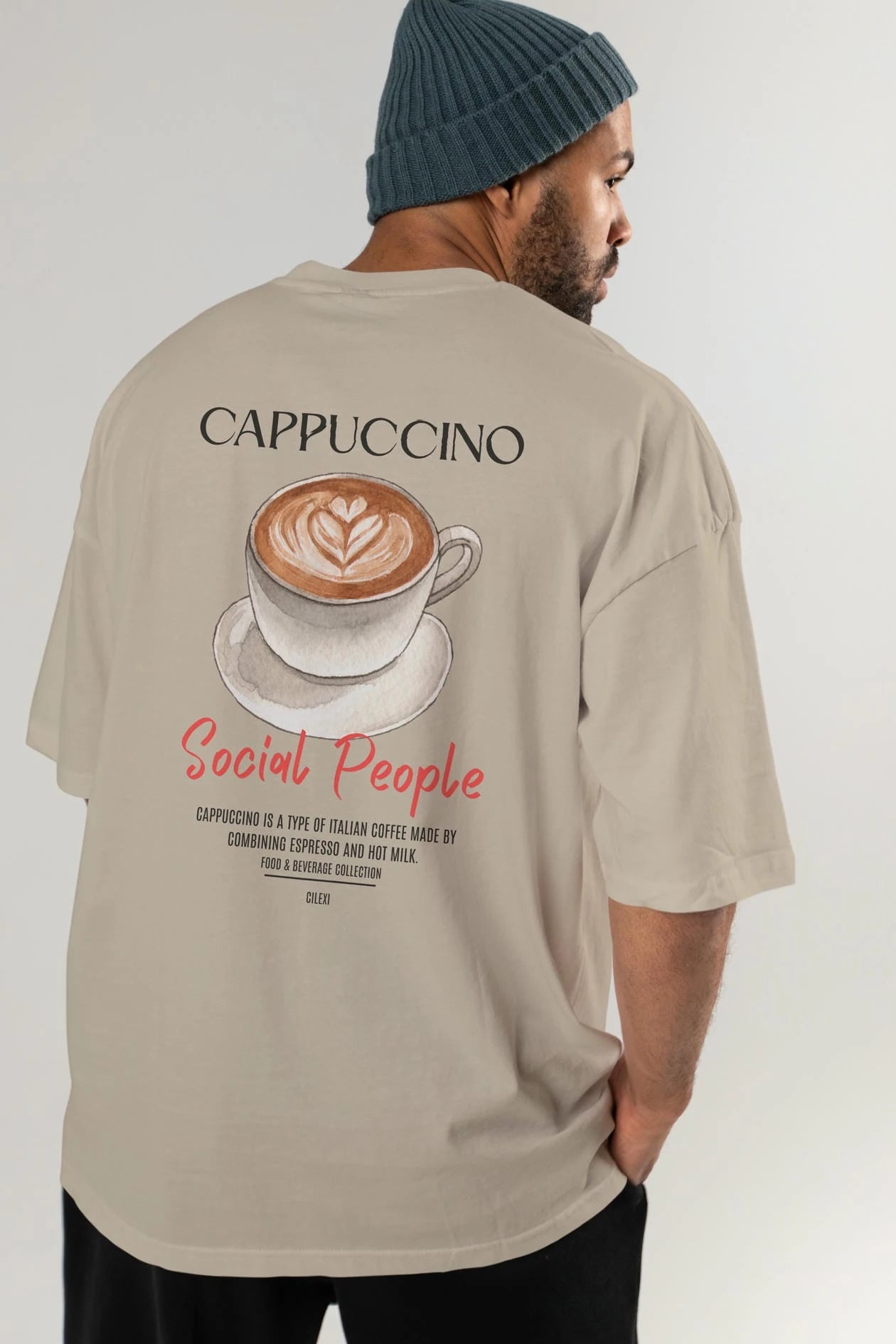 Cappuccino Kokteyl Serisi Baskılı Oversize t-shirt Erkek Kadın Unisex %100 Pamuk Bisiklet Yaka tişort