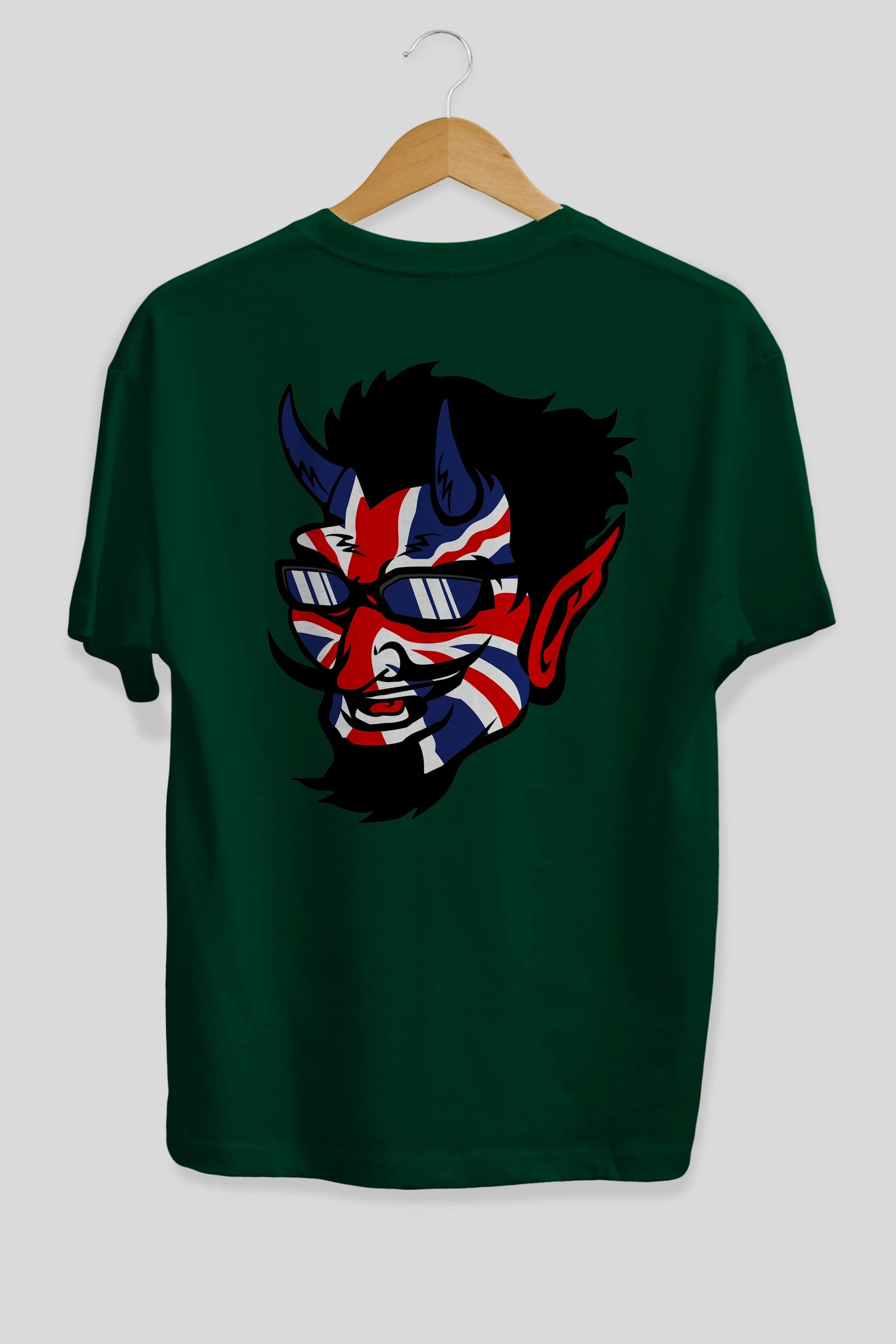 UK Devil Arka Baskılı Oversize t-shirt Erkek Kadın Unisex %100 Pamuk tişort