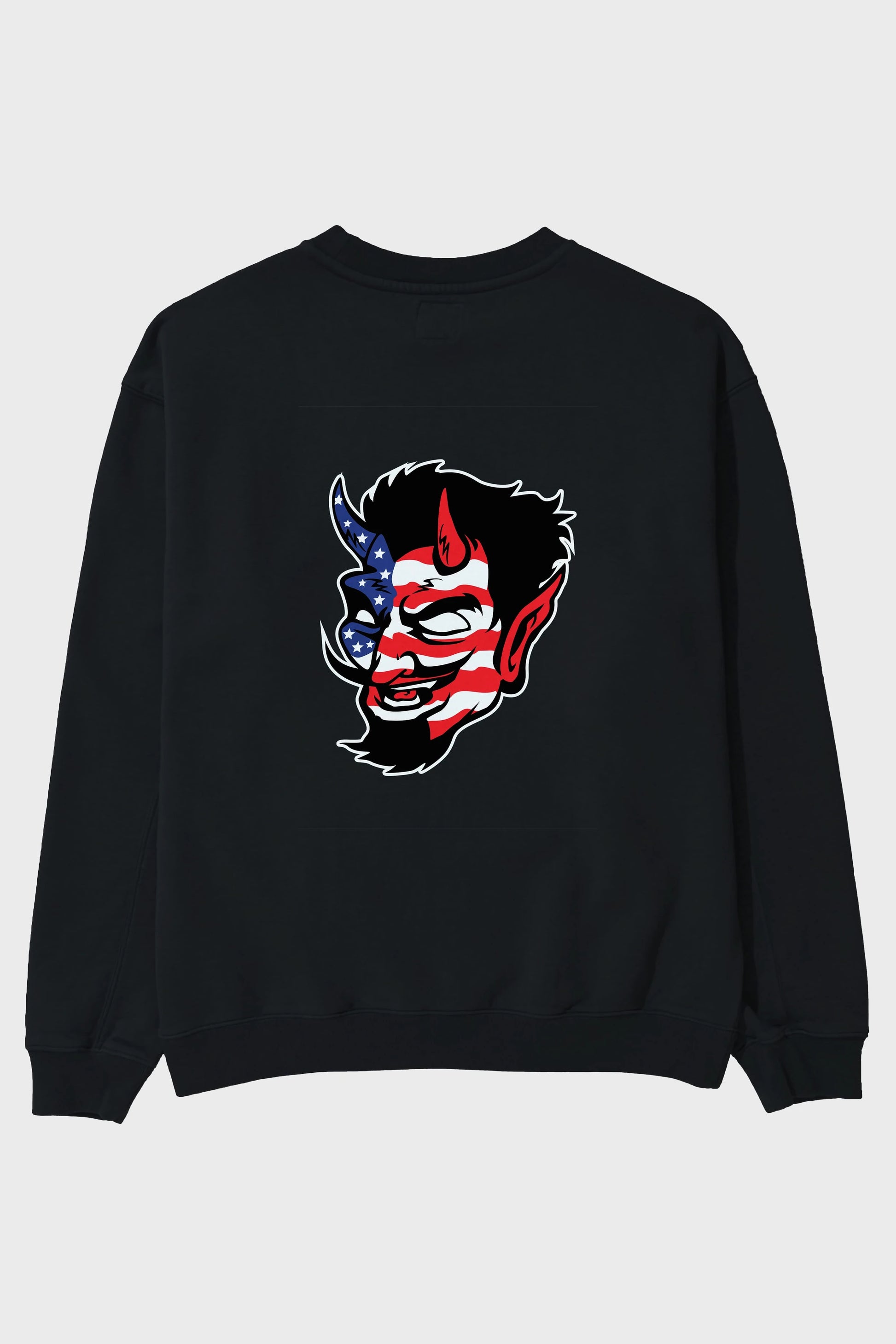 American Devil Arka Baskılı Oversize Sweatshirt Erkek Kadın Unisex