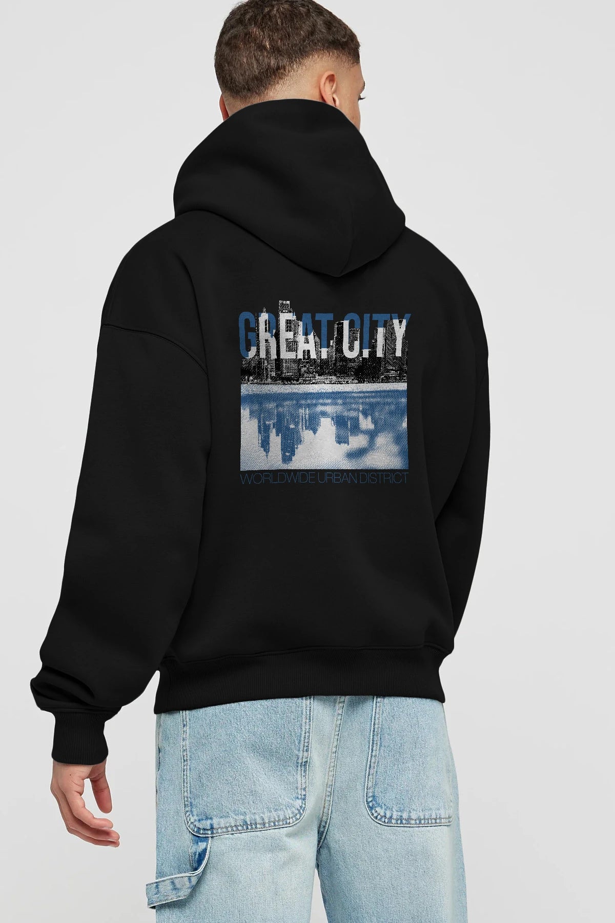 Great City Arka Baskılı Hoodie Oversize Kapüşonlu Sweatshirt Erkek Kadın Unisex