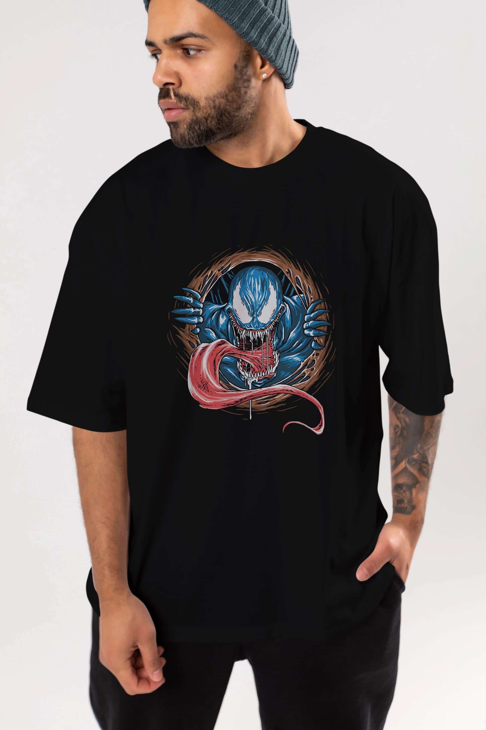Venom (7) Ön Baskılı Oversize t-shirt Erkek Kadın Unisex %100 Pamuk Bisiklet Yaka tişort