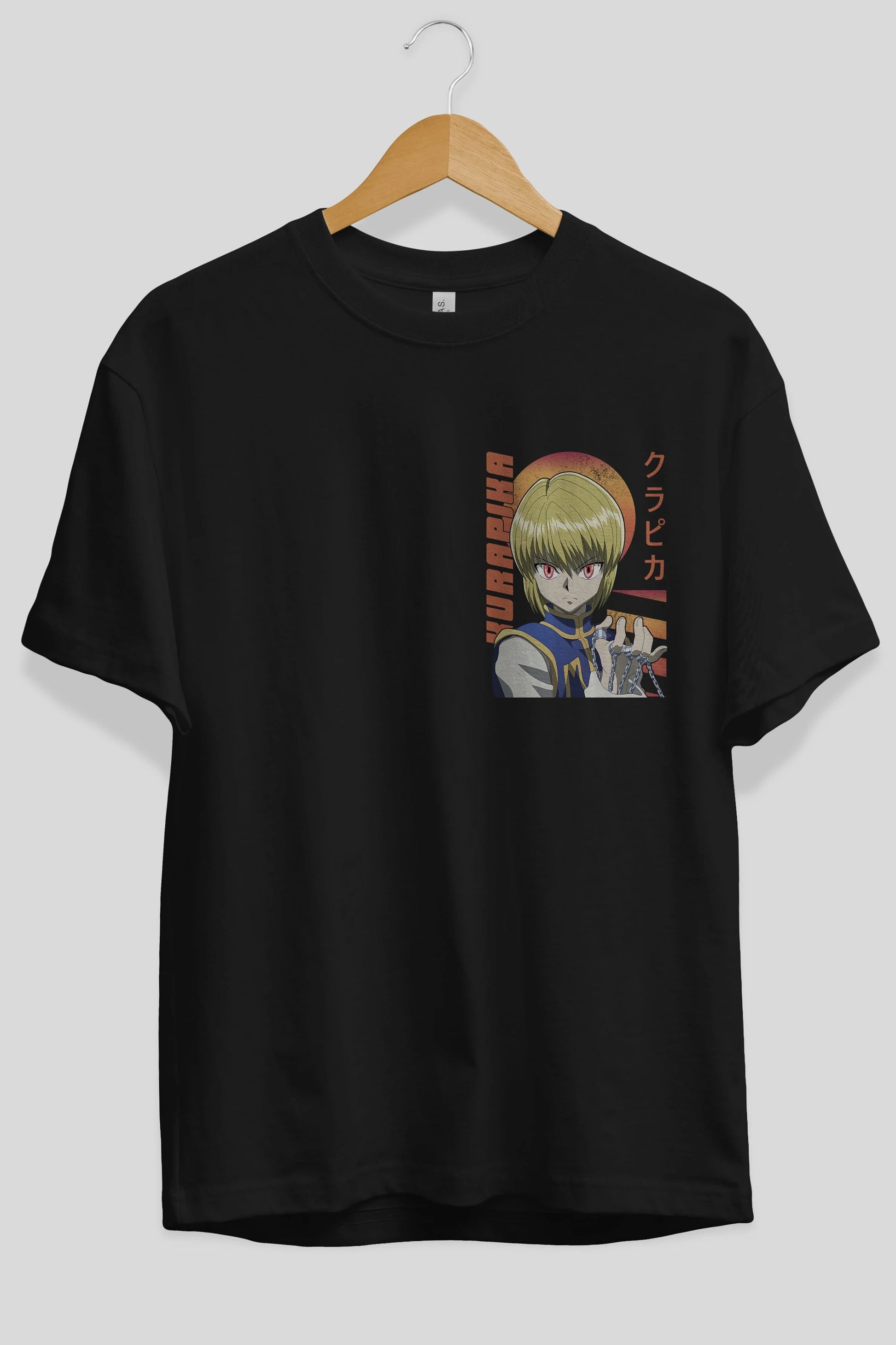Kurapika 5 (2) Ön Sol Baskılı Oversize t-shirt Erkek Kadın Unisex %100 Pamuk Bisiklet Yaka tişort