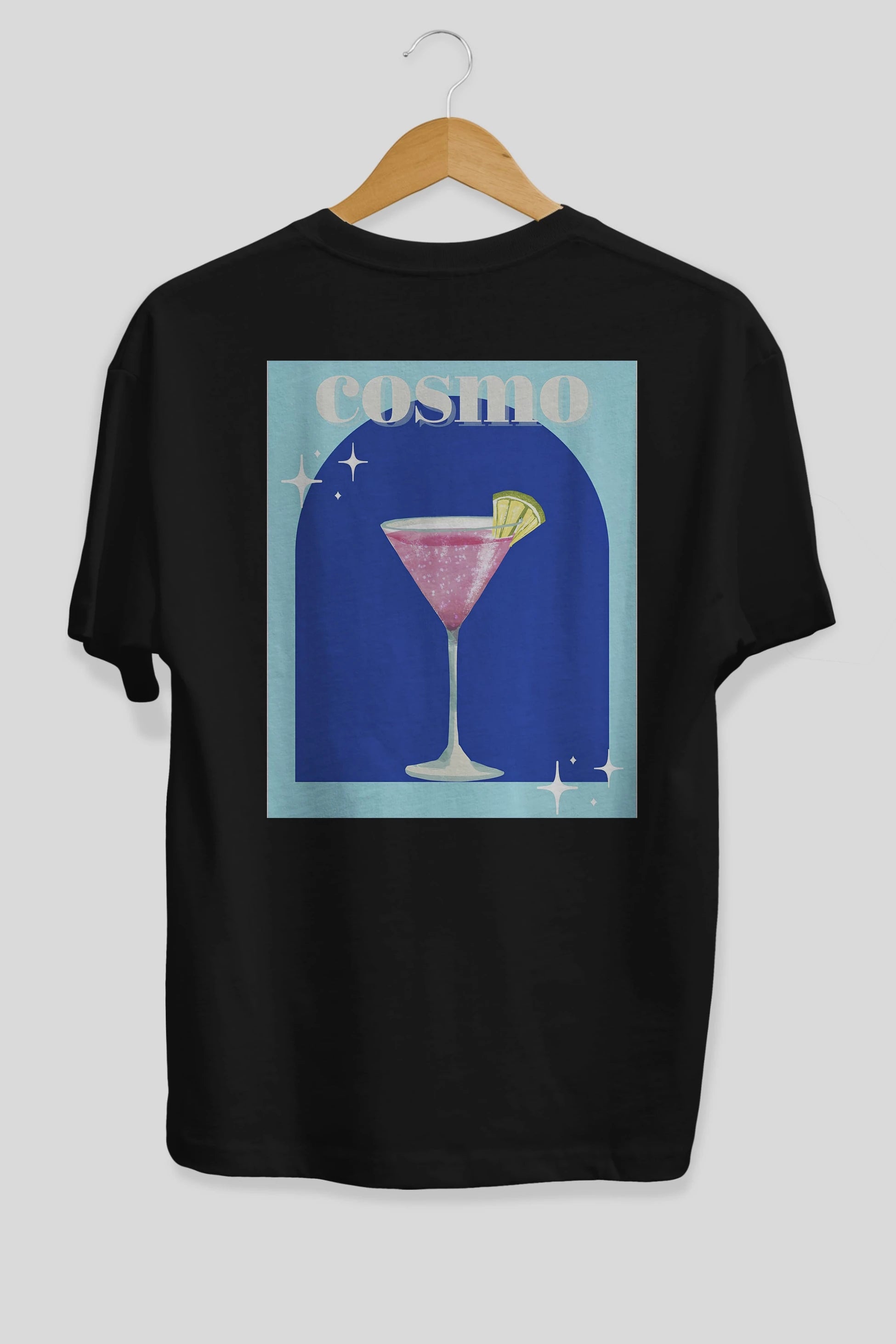 Cosmopolitan 2 Arka Baskılı Oversize t-shirt Erkek Kadın Unisex %100 Pamuk Bisiklet Yaka tişort