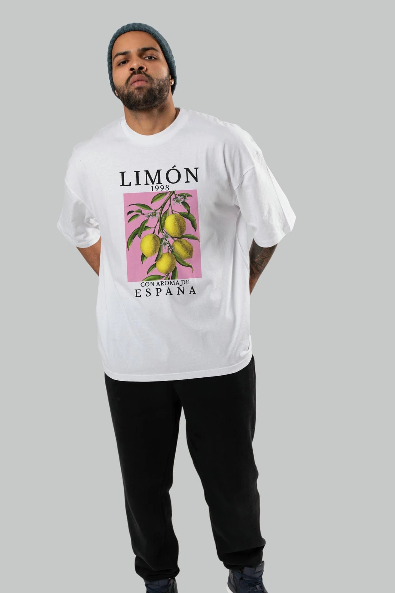Limon Espana Ön Baskılı Oversize t-shirt Erkek Kadın Pamuk Bisiklet Yaka tişort