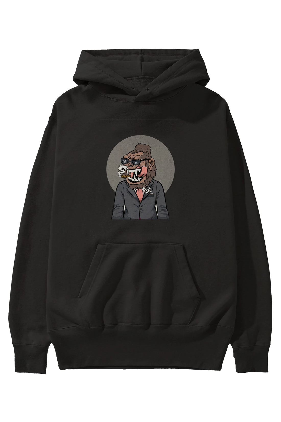 Monkey Suits Ön Baskılı Hoodie Oversize Kapüşonlu Sweatshirt Erkek Kadın Unisex
