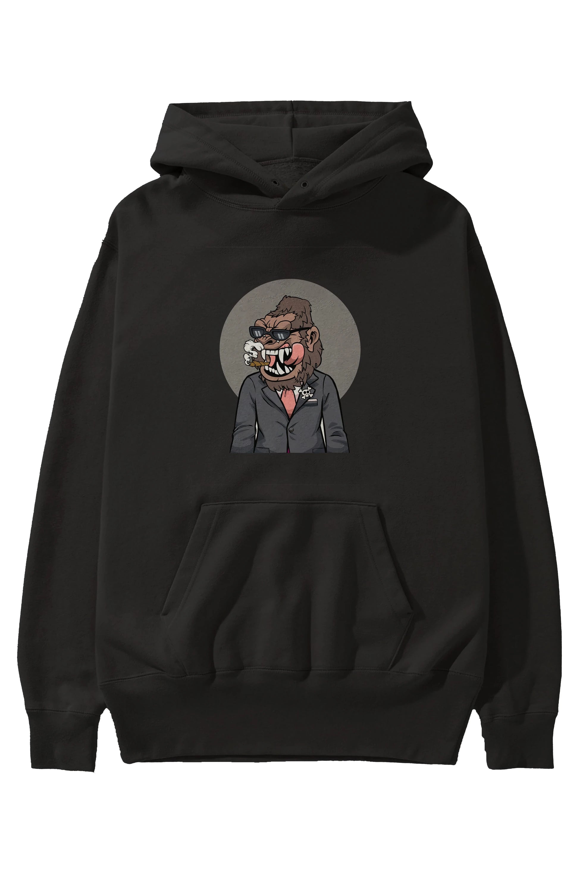 Monkey Suits Ön Baskılı Hoodie Oversize Kapüşonlu Sweatshirt Erkek Kadın Unisex
