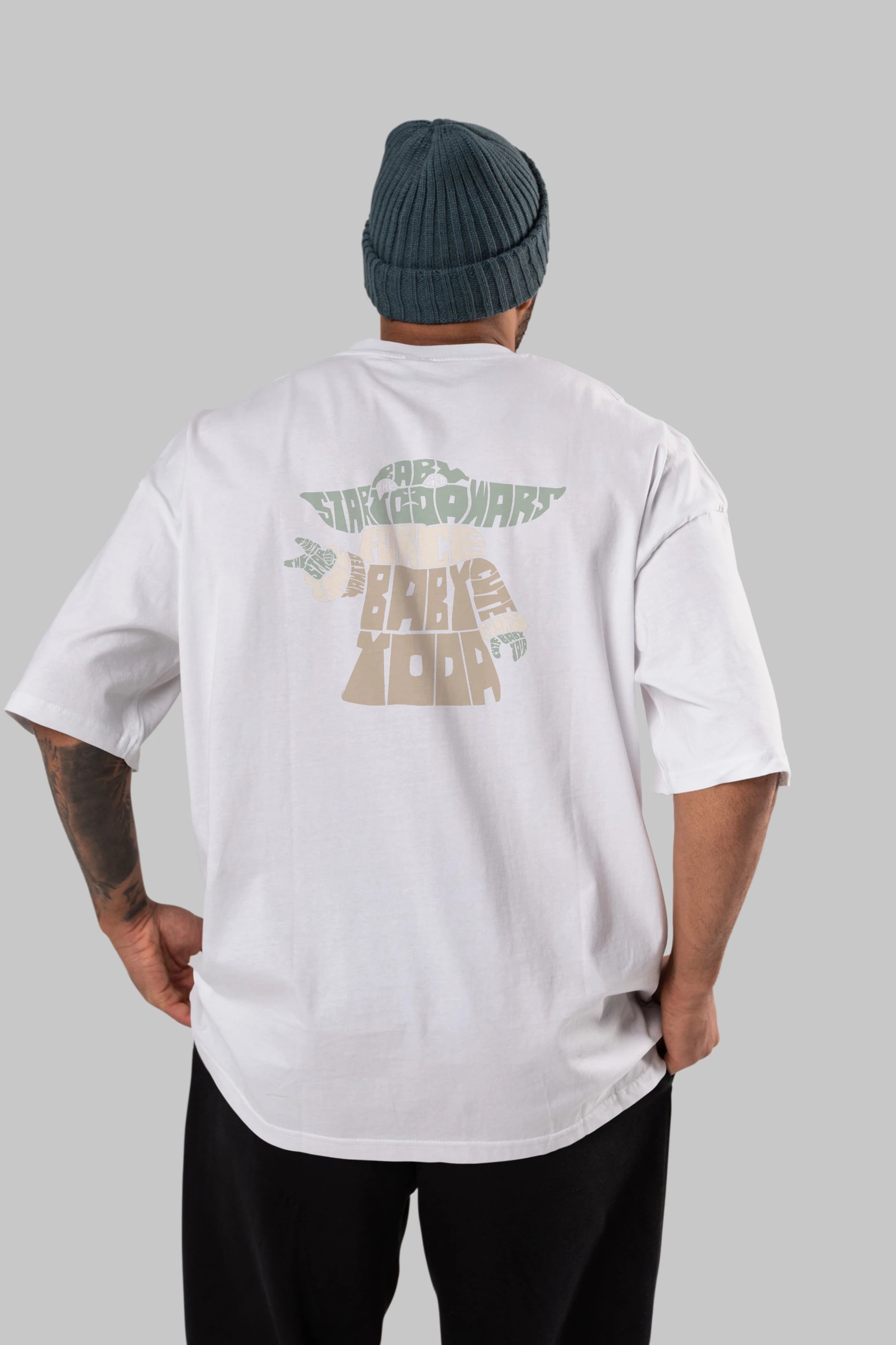 Baby Yoda Arka Baskılı Oversize t-shirt %100 pamuk Erkek Kadın Unisex
