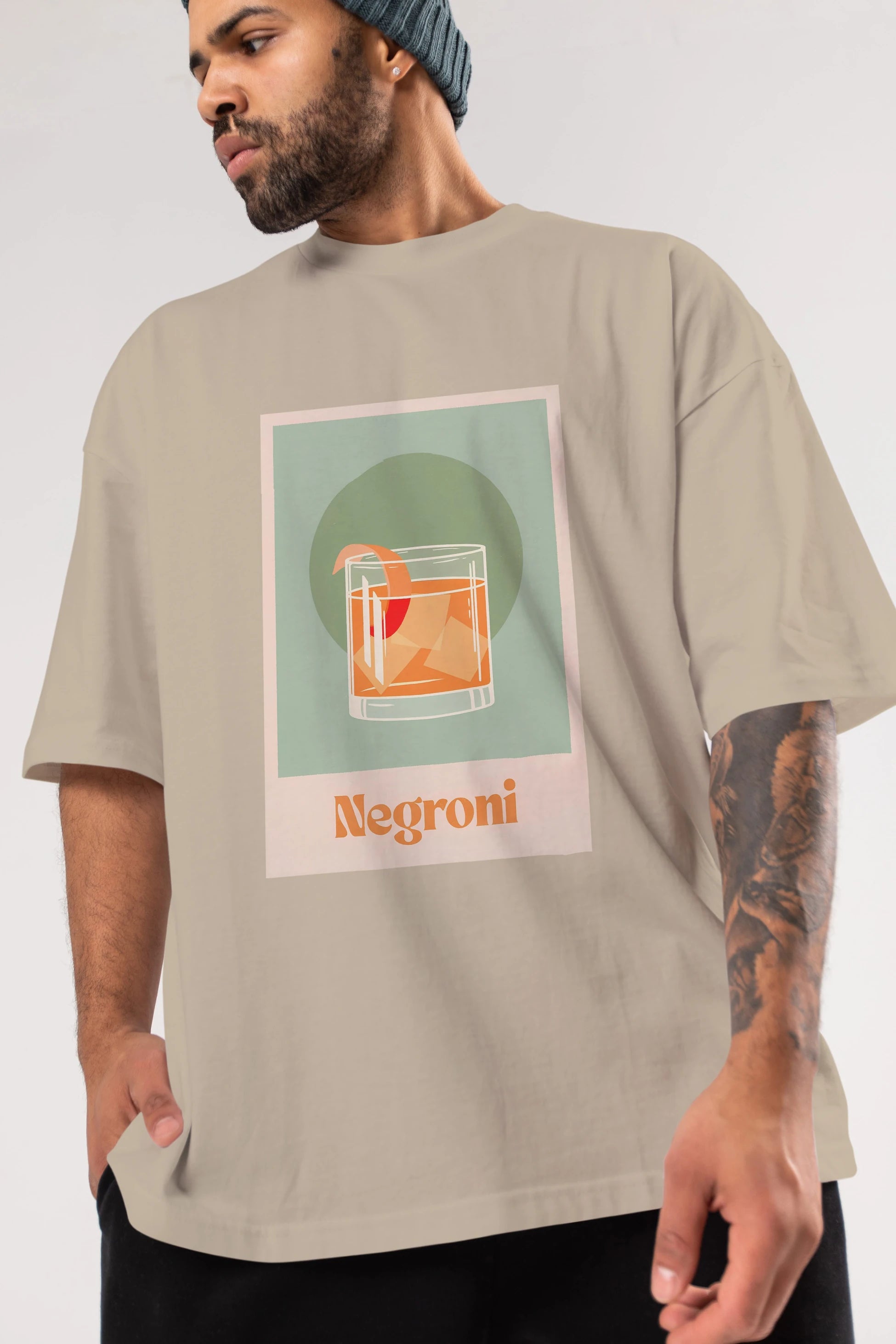 Negroni 5 Ön Baskılı Oversize t-shirt Erkek Kadın Unisex %100 Pamuk Bisiklet Yaka tişort
