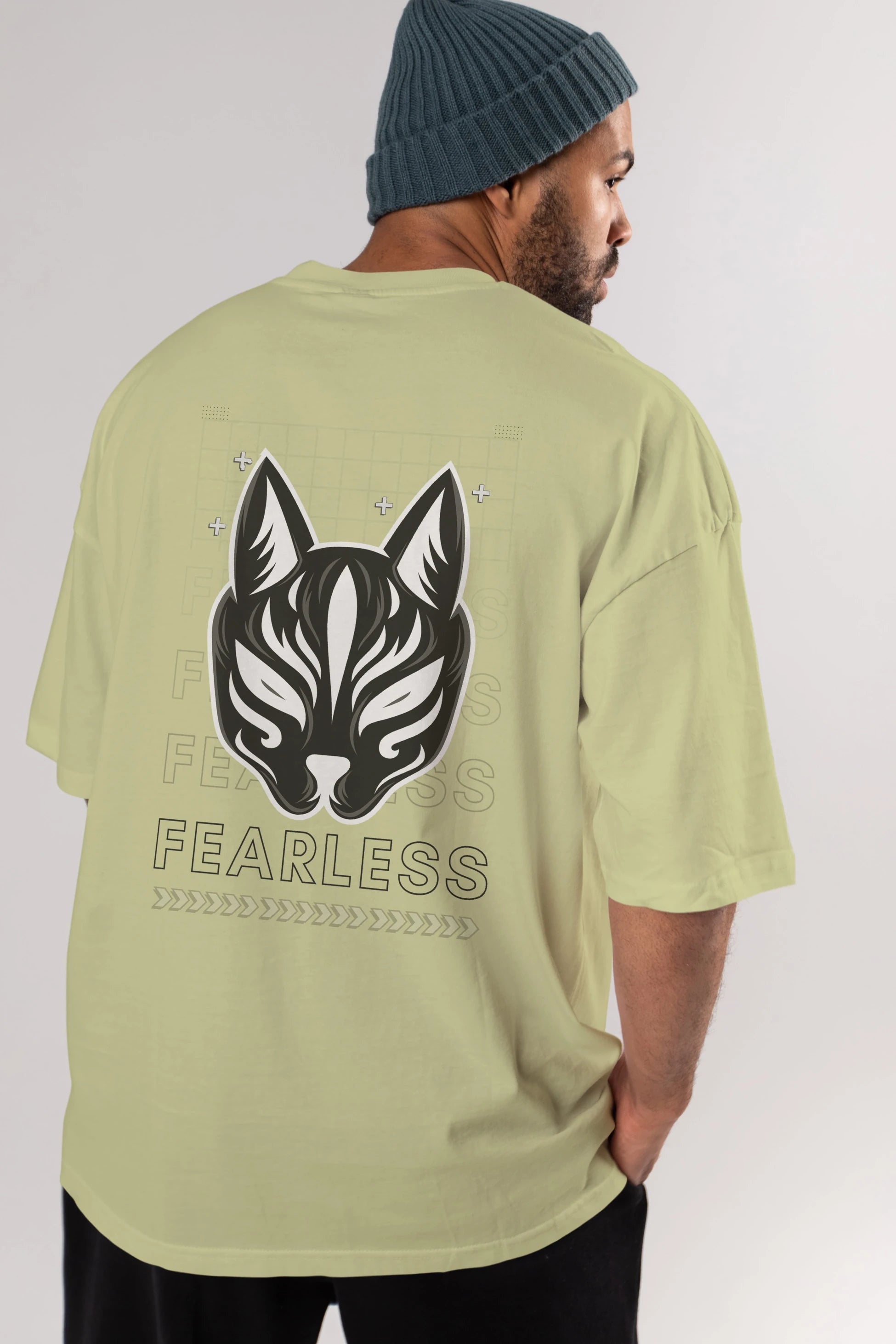 Fearless Yazılı Arka Baskılı Oversize t-shirt Erkek Kadın Unisex