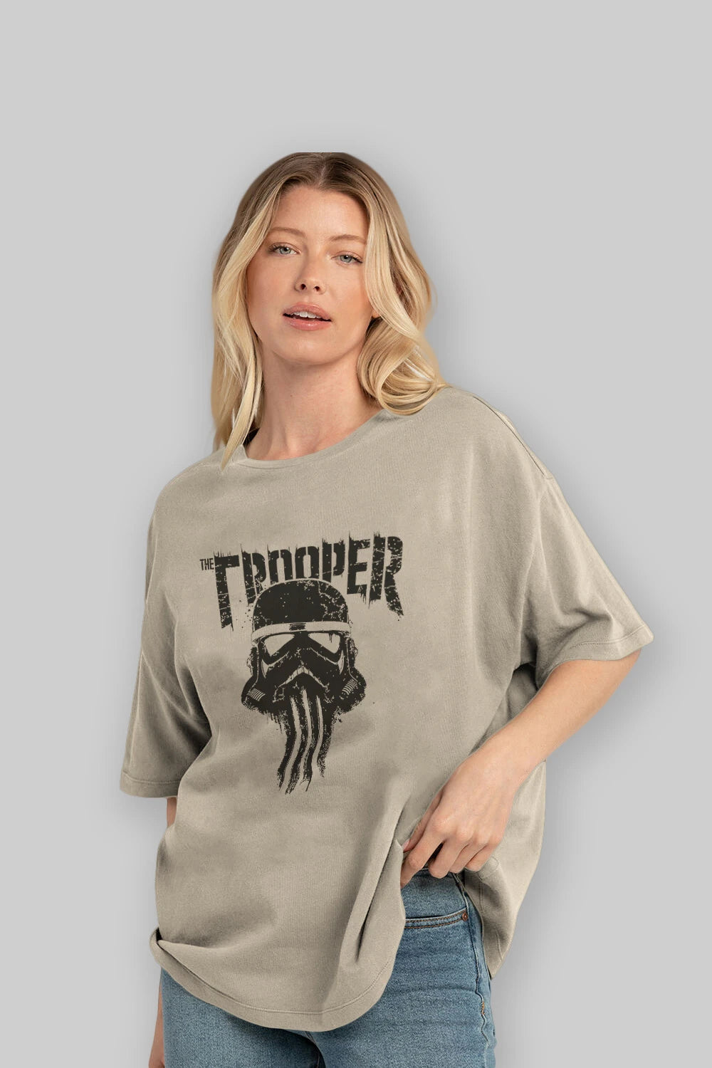 The Trooper Ön Baskılı Oversize t-shirt Erkek Kadın Unisex %100 Pamuk Bisiklet Yaka tişort