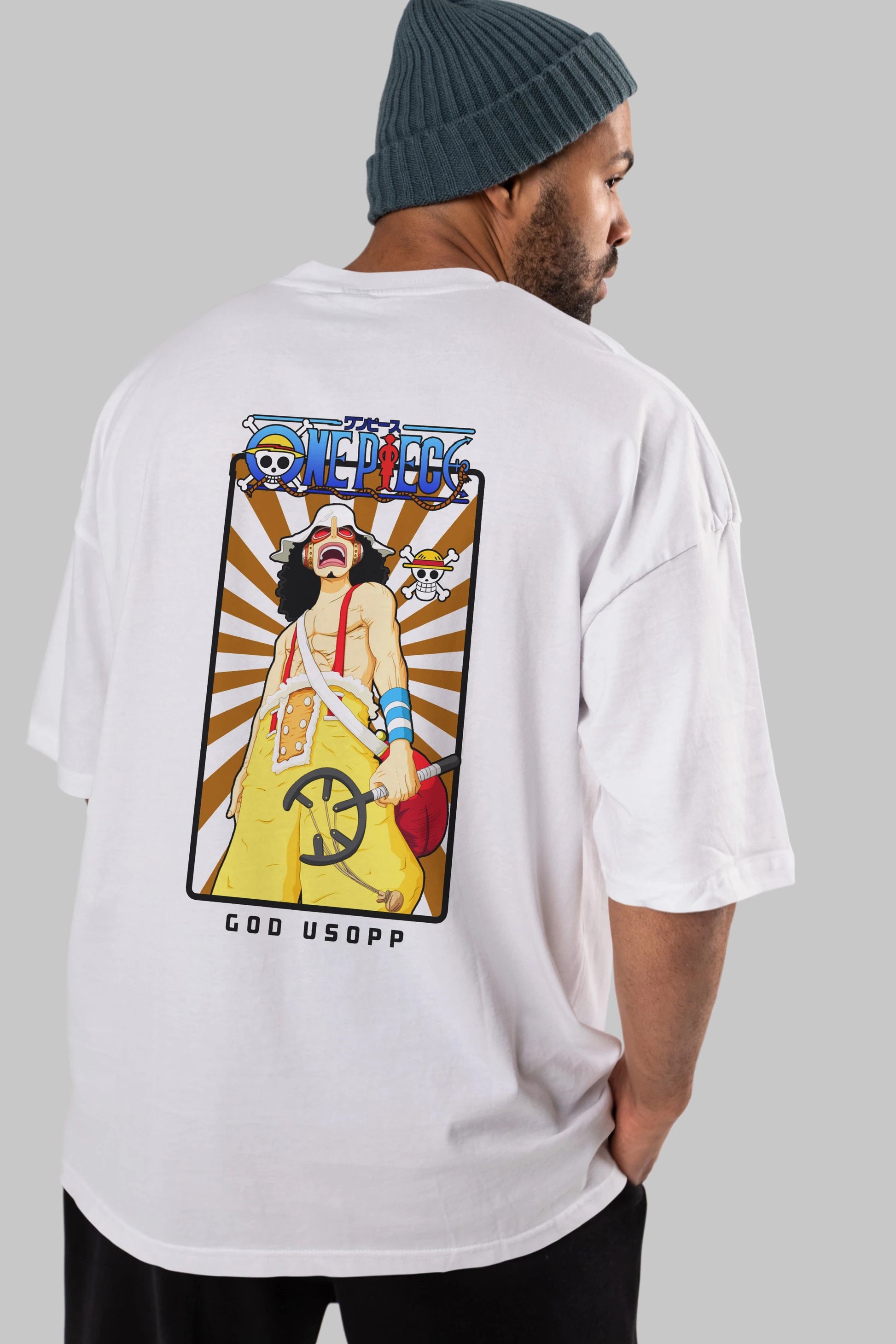 Usopp Anime Arka Baskılı Oversize t-shirt Erkek Kadın Unisex %100 pamuk tişort