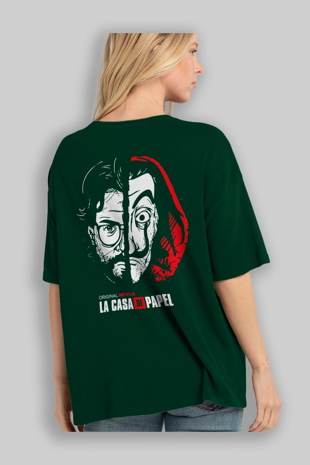 La Casa De Papel (9) Arka Baskılı Oversize t-shirt Erkek Kadın Unisex %100 Pamuk Bisiklet Yaka tişort
