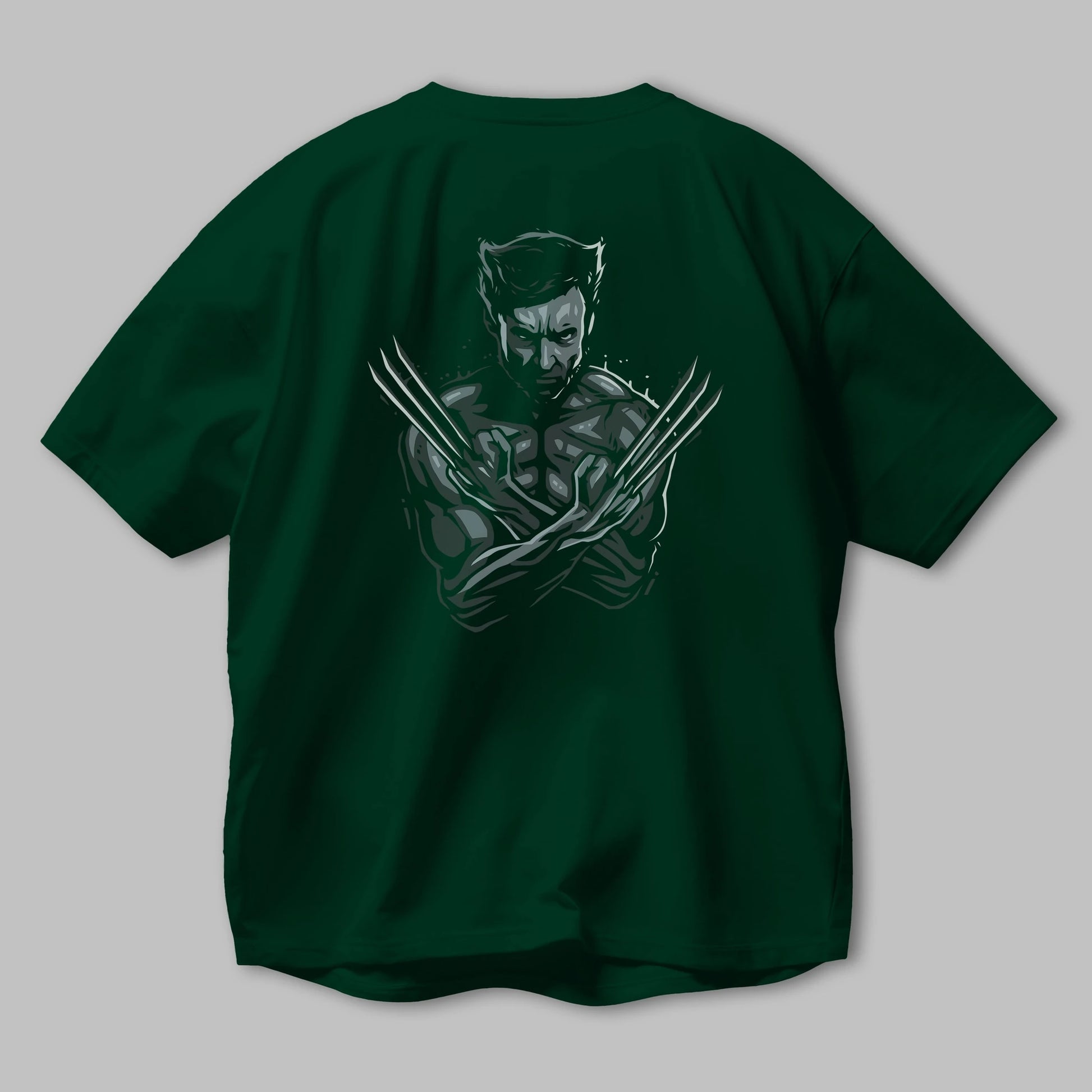 Wolverine Arka Baskılı Oversize t-shirt Erkek Kadın Unisex %100 Pamuk Bisiklet Yaka tişort