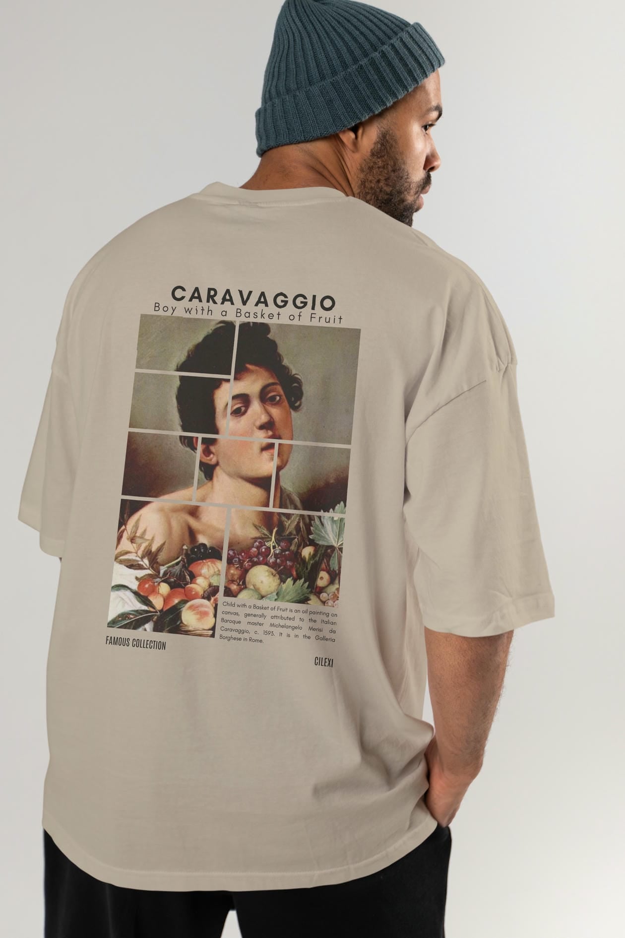 Caravaggio Boy Arka Baskılı Oversize t-shirt Erkek Kadın Bisiklet Yaka Pamuk tişort