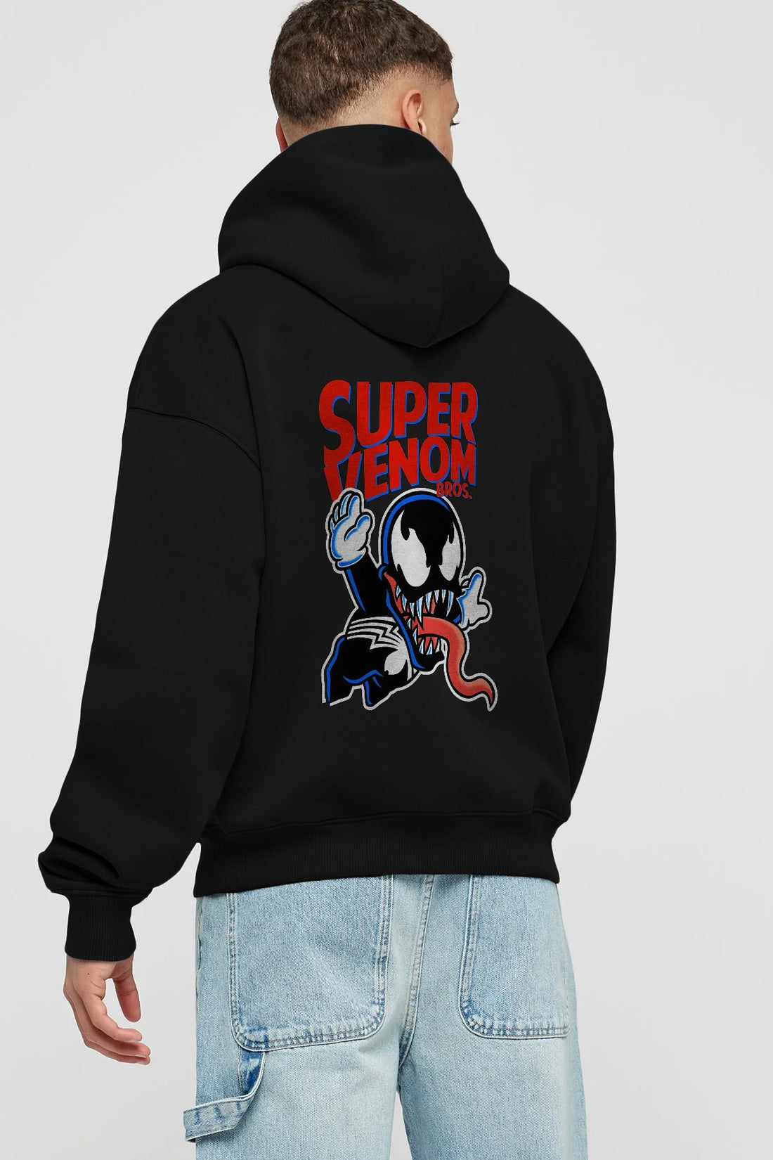 Super Venom Arka Baskılı Hoodie Oversize Kapüşonlu Sweatshirt Erkek Kadın Unisex
