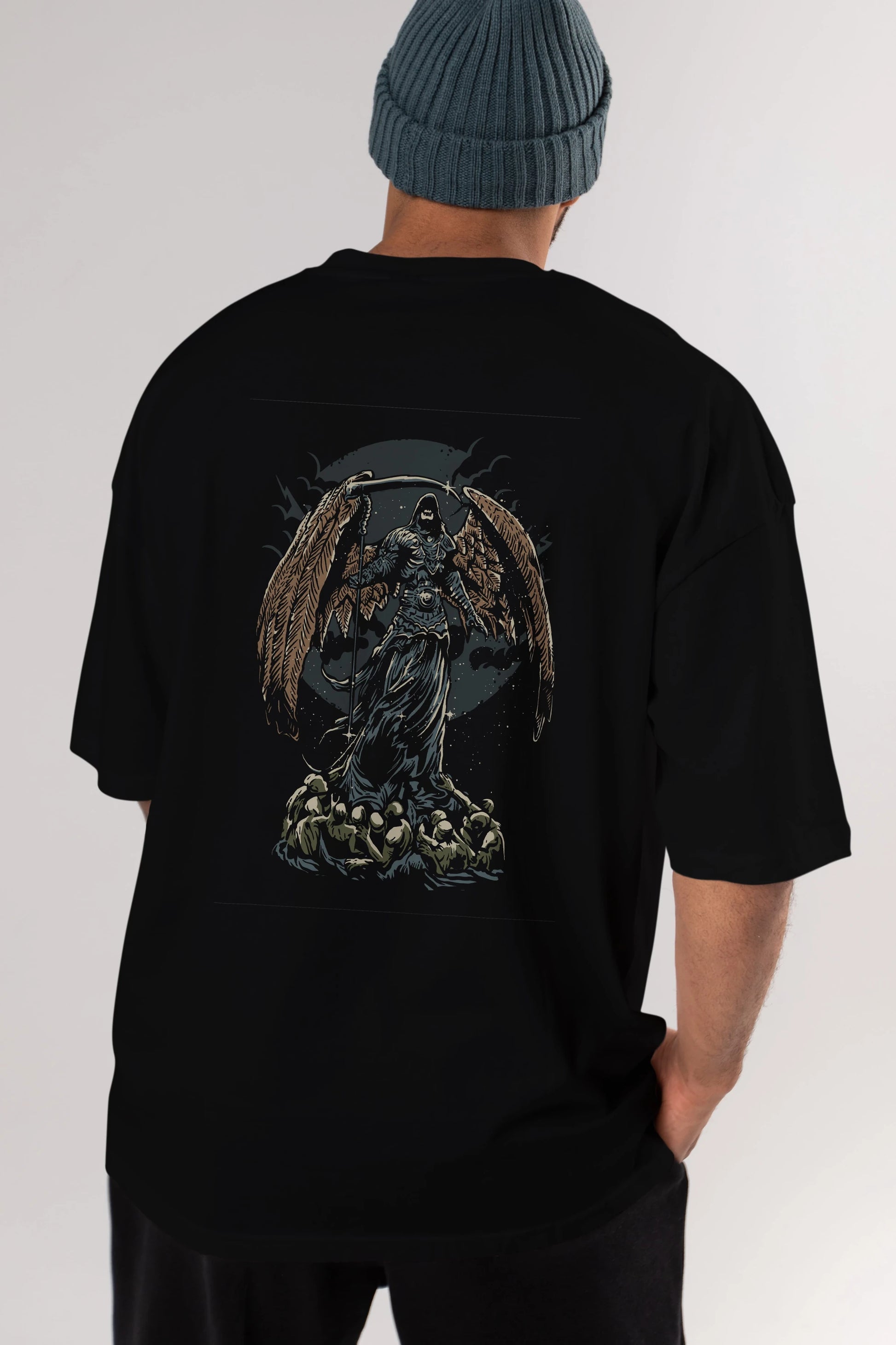 Darkness Arka Baskılı Oversize t-shirt Erkek Kadın Unisex %100 Pamuk