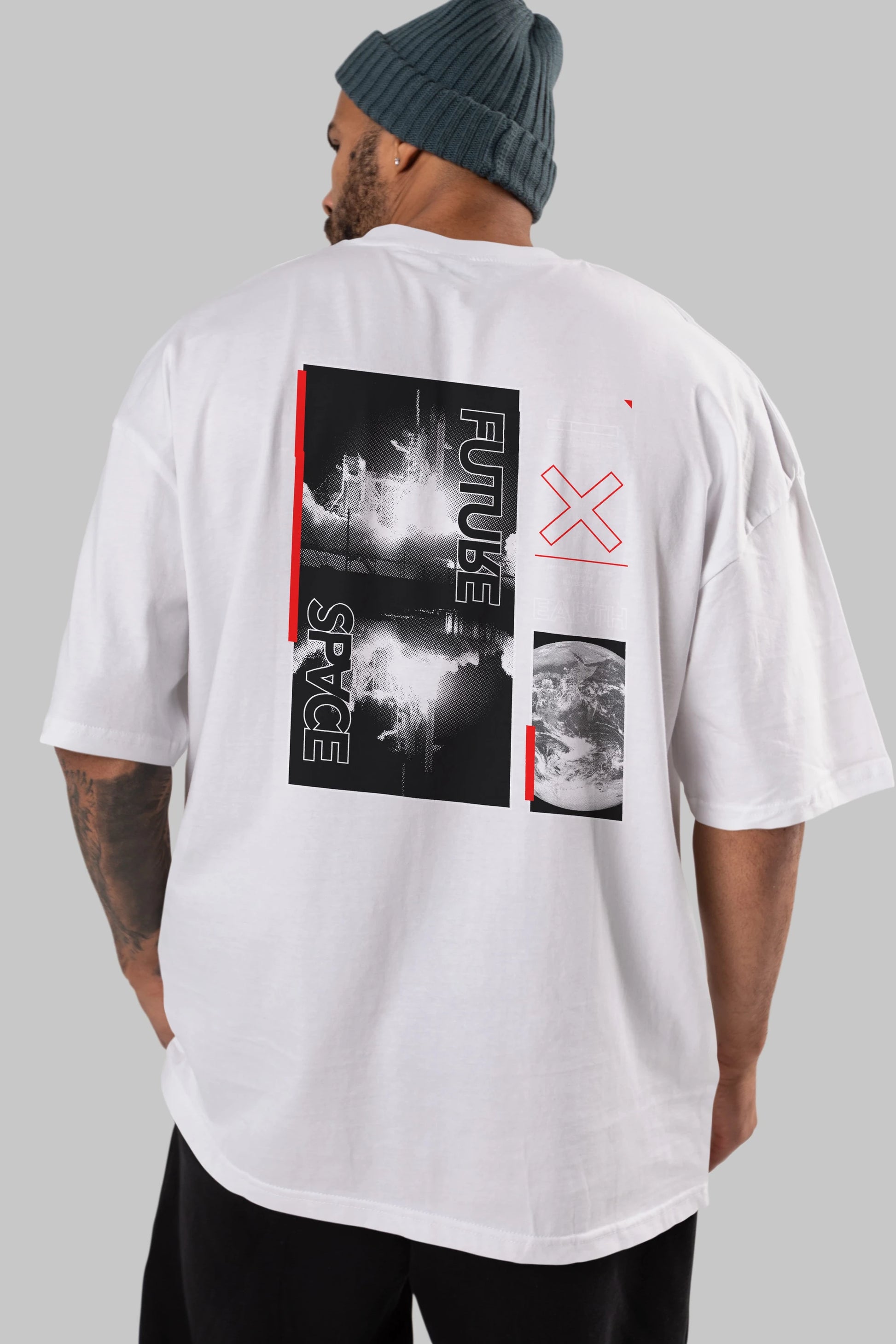 Future Space Arka Baskılı Oversize t-shirt Erkek Kadın Unisex