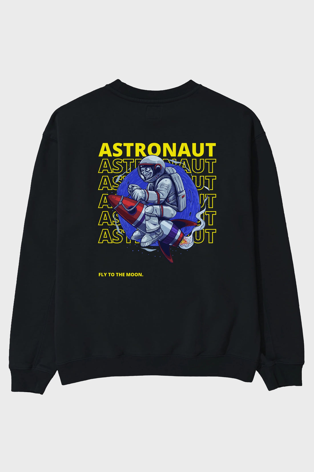 Astronaut Fly to the Moon Yazılı Arka Baskılı Oversize Sweatshirt Erkek Kadın Unisex