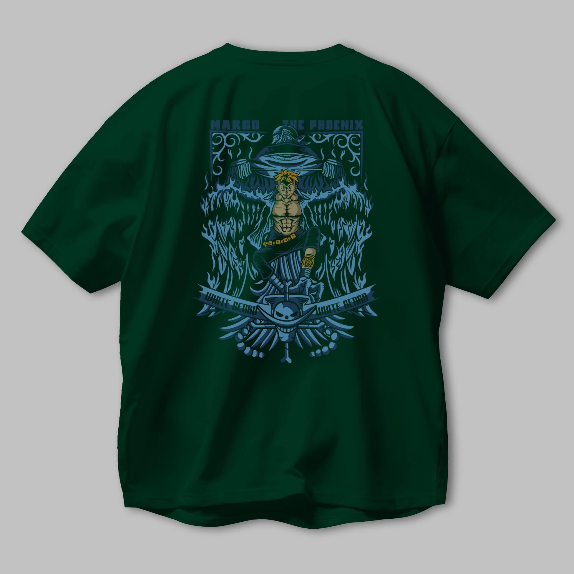 MARCO EL FENIX One Piece Anime Arka Baskılı Oversize t-shirt Erkek Kadın Unisex