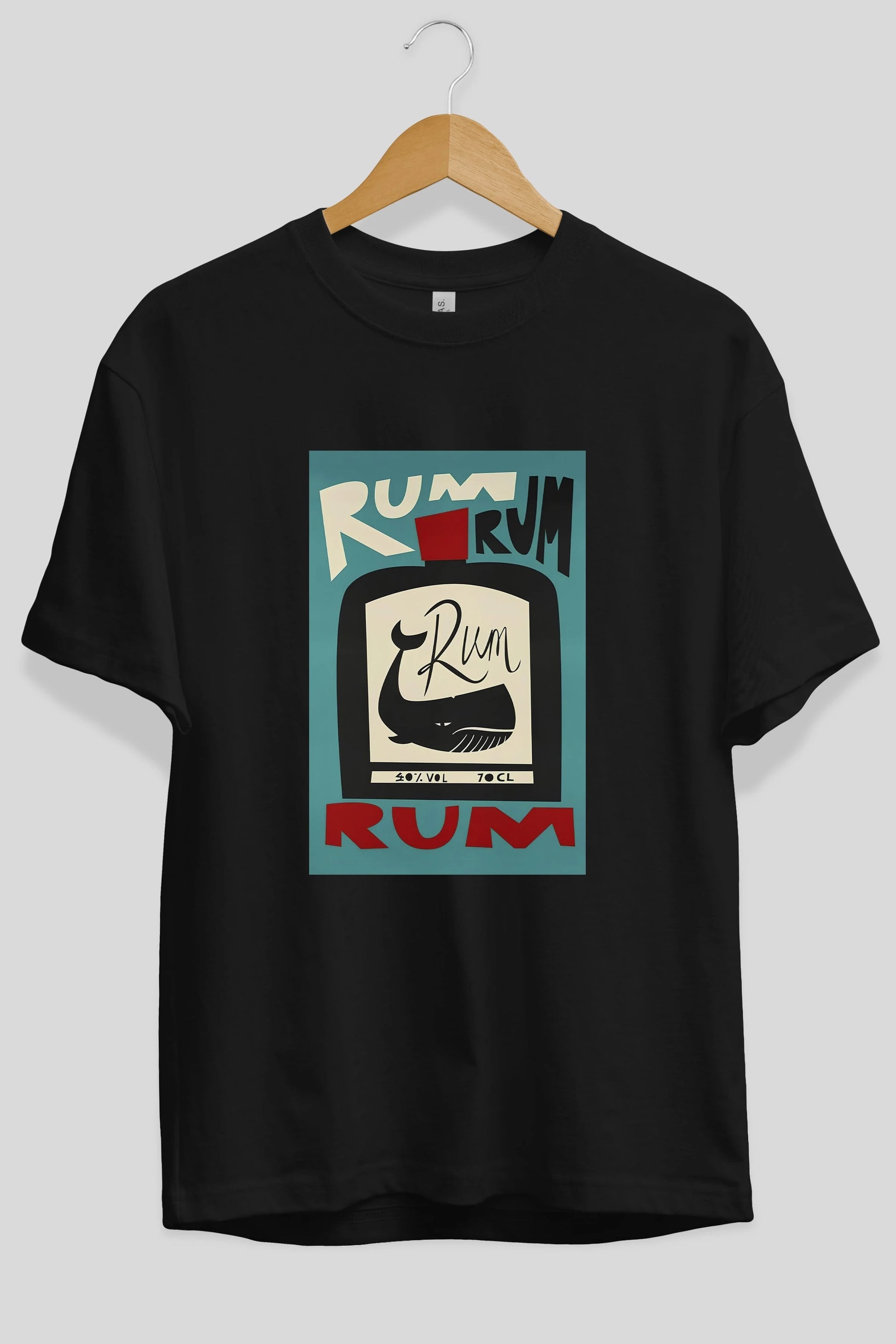 Rum Ön Baskılı Oversize t-shirt Erkek Kadın Unisex %100 Pamuk Bisiklet Yaka tişort
